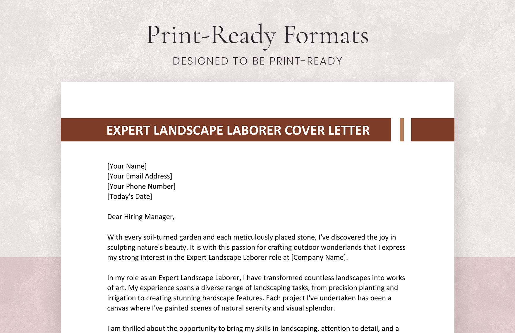 Expert Landscape Laborer Cover Letter