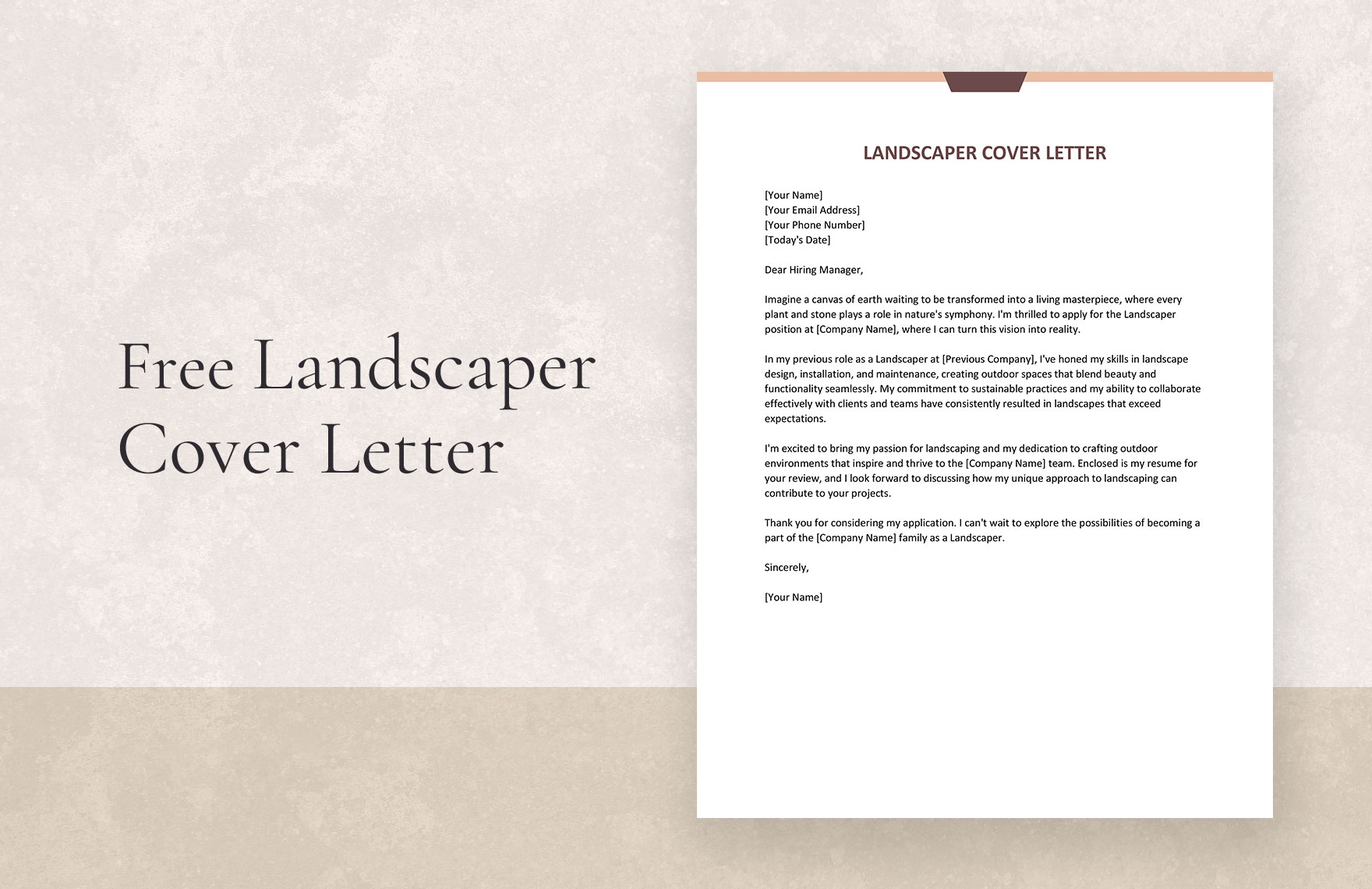Landscaper Cover Letter in Word, Google Docs