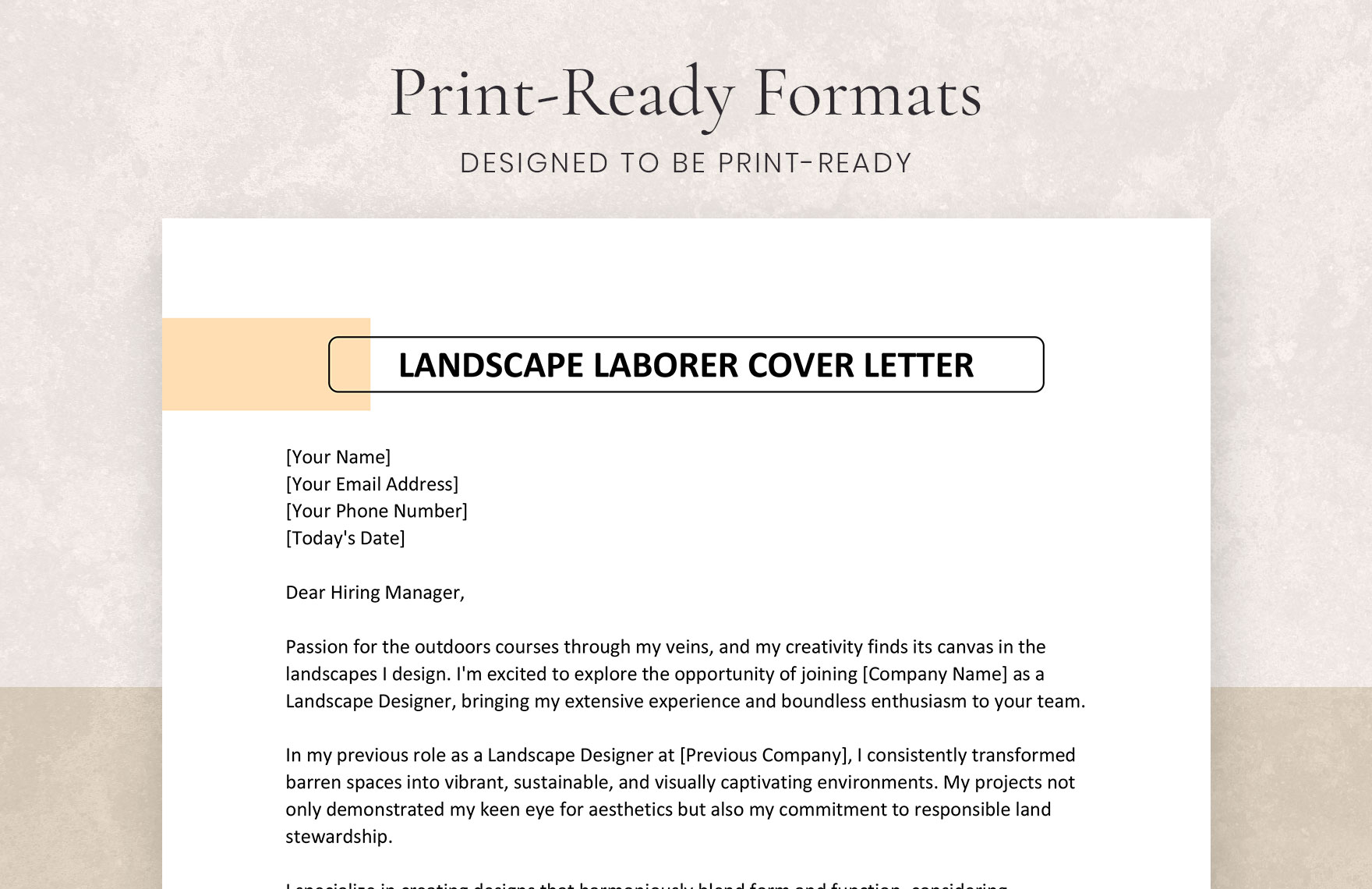 Landscape Laborer Cover Letter