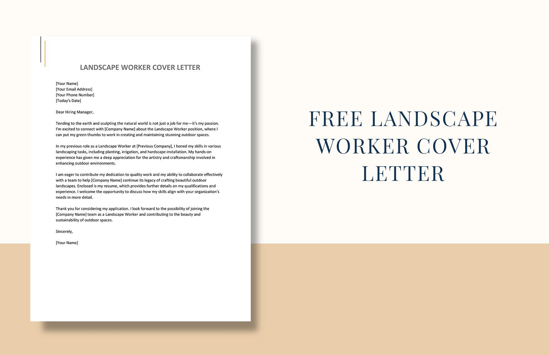 Landscape Worker Cover Letter in Word, Google Docs