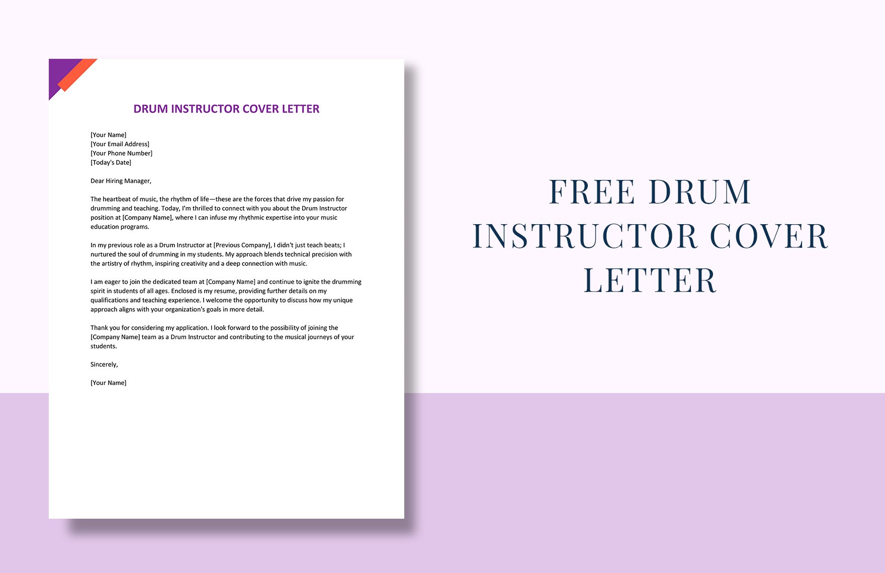 Drum Instructor Cover Letter