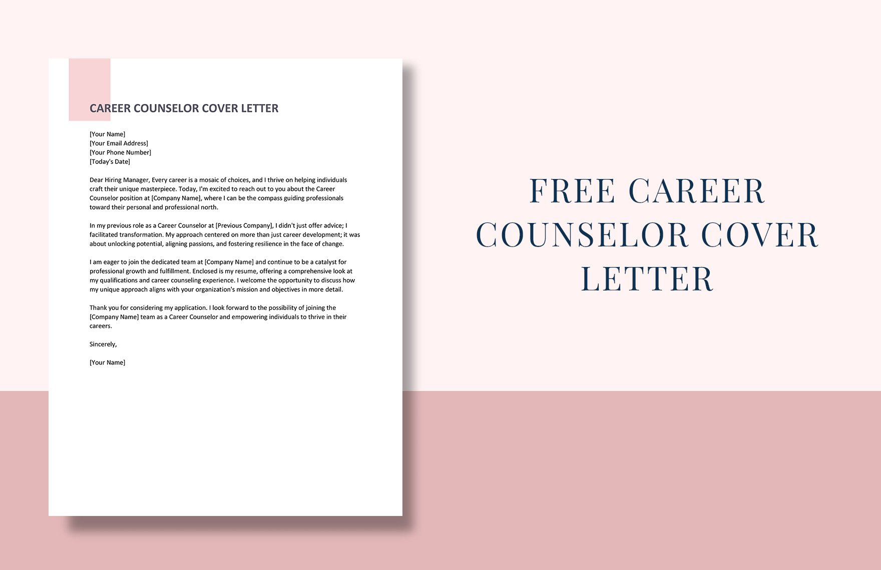 Career Counselor Cover Letter in Word, Google Docs