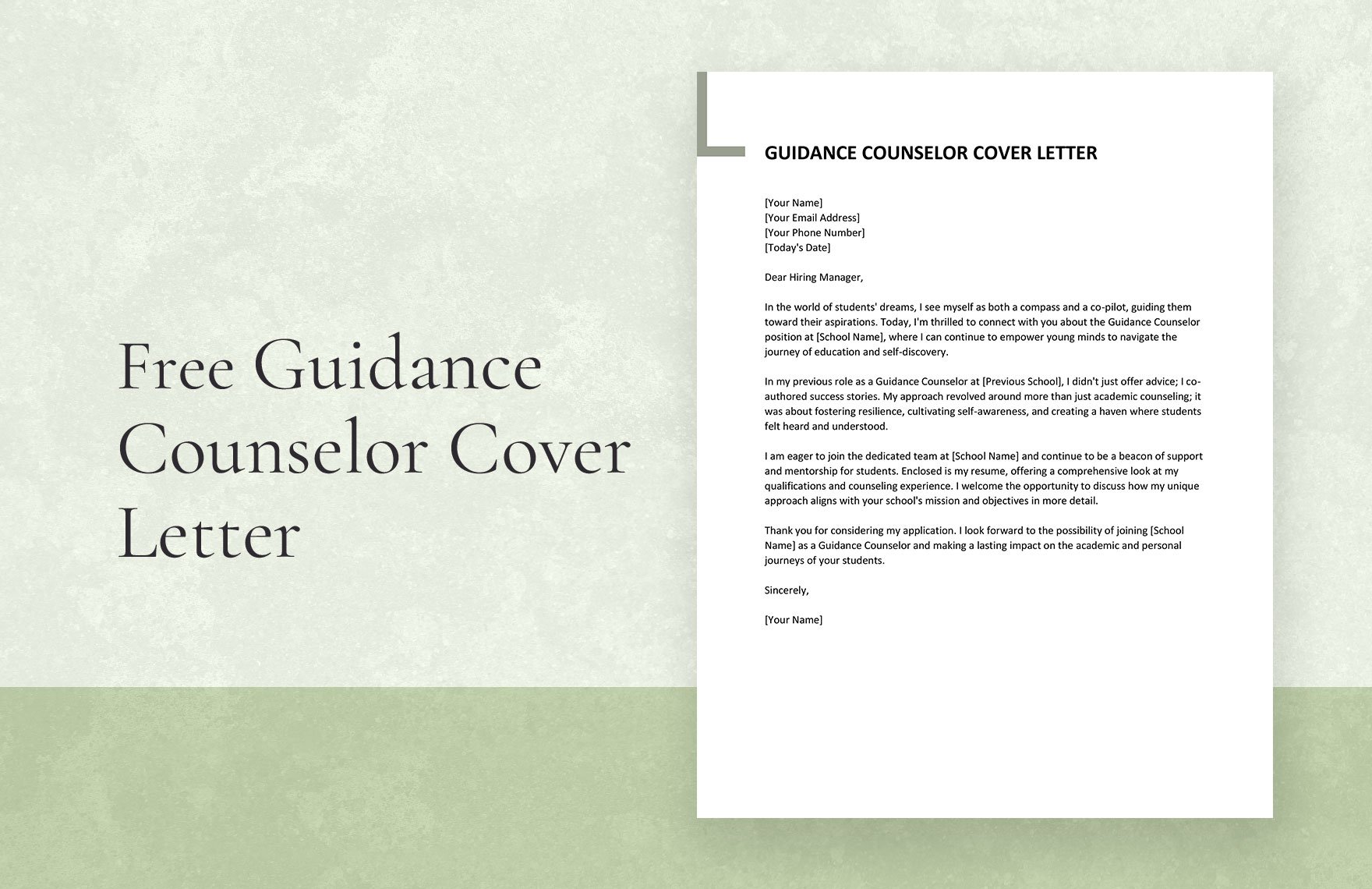 Guidance Counselor Cover Letter in Word, Google Docs