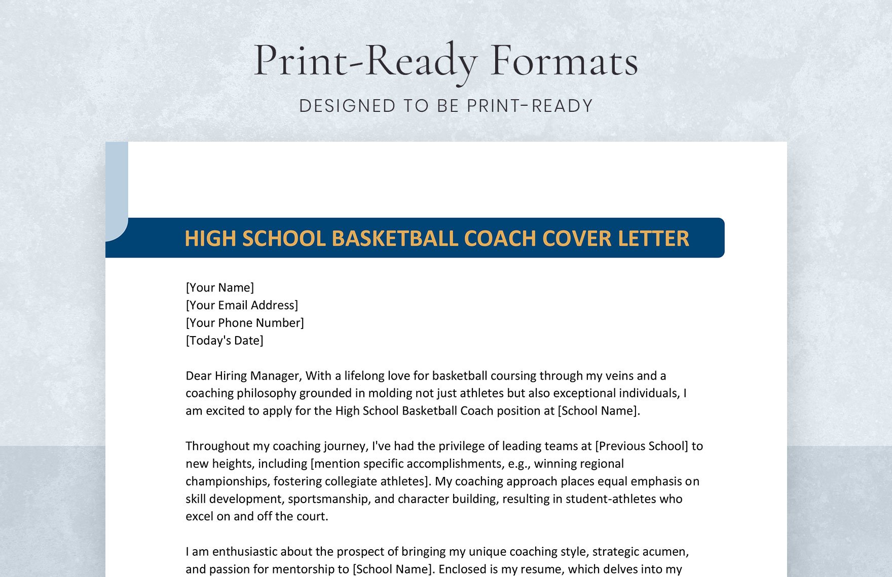 High School Basketball Coach Cover Letter