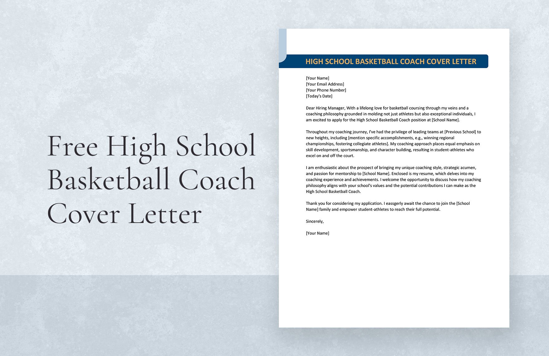 High School Basketball Coach Cover Letter