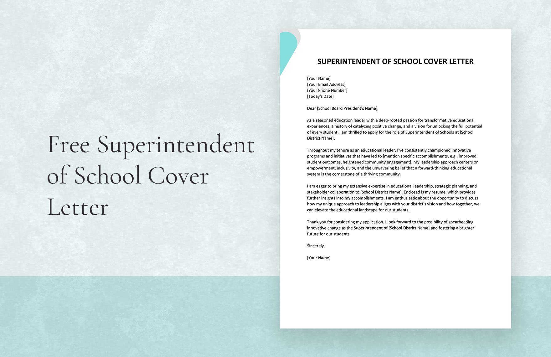 Superintendent of School Cover Letter in Word, Google Docs