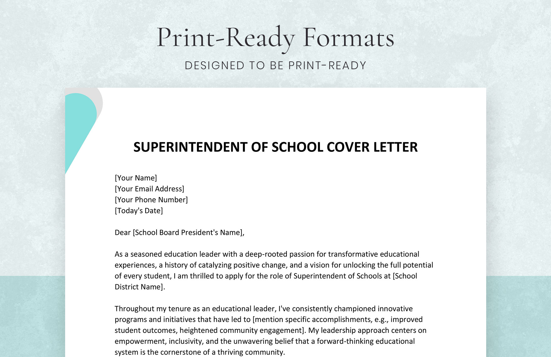 Superintendent of School Cover Letter