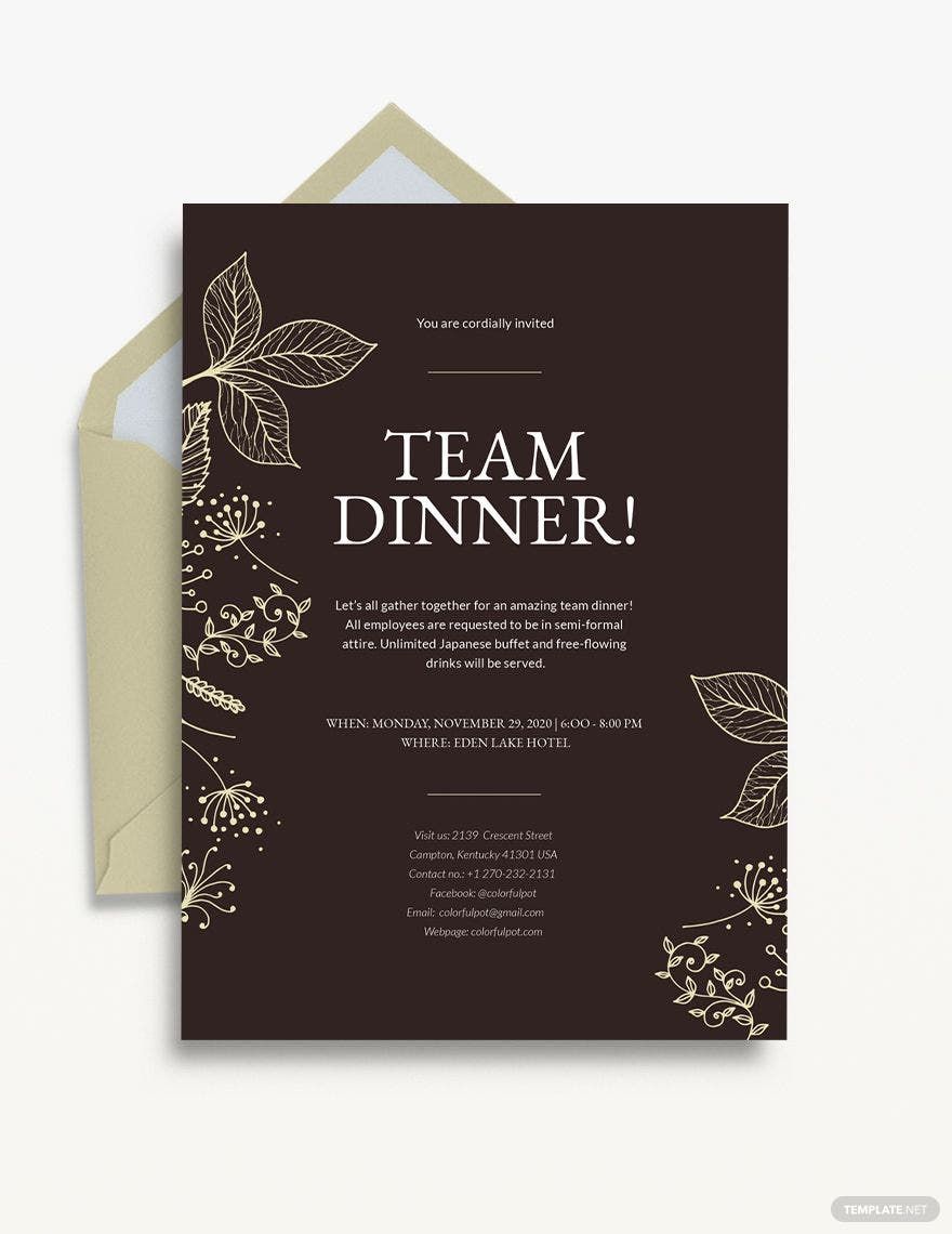 Team Dinner Invitation Template
