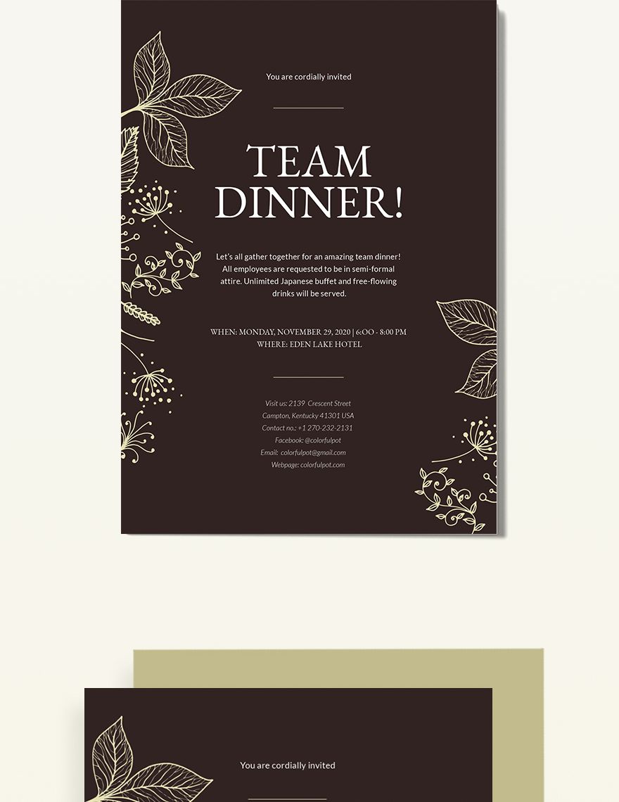 Team Dinner Invitation Template