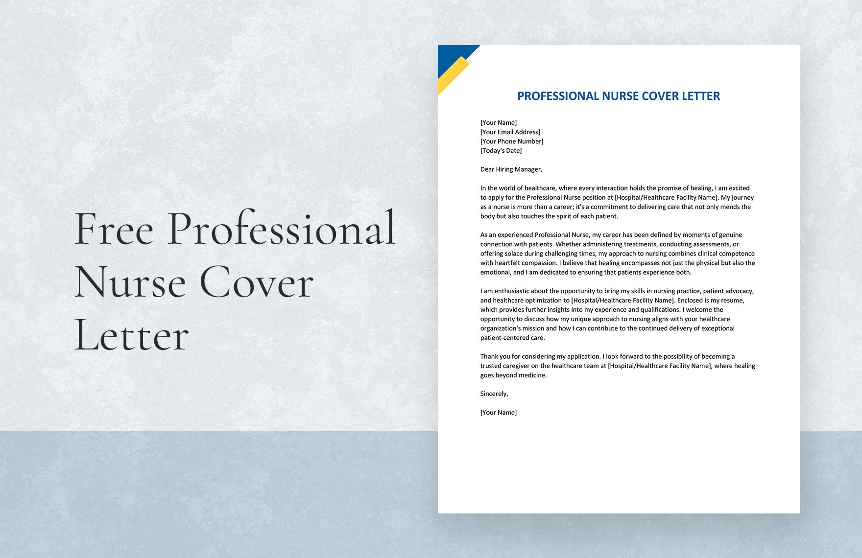 Professional Nurse Cover Letter in Word, Google Docs