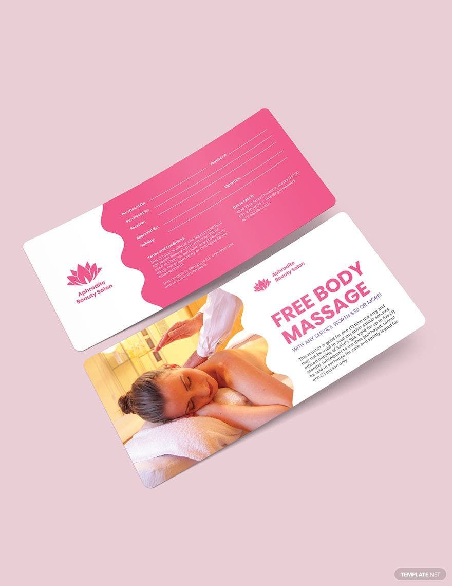 Beauty Massage Voucher Template Illustrator Word Apple Pages PSD Beauty Massage Voucher Template Illustrator Word Apple Pages PSD