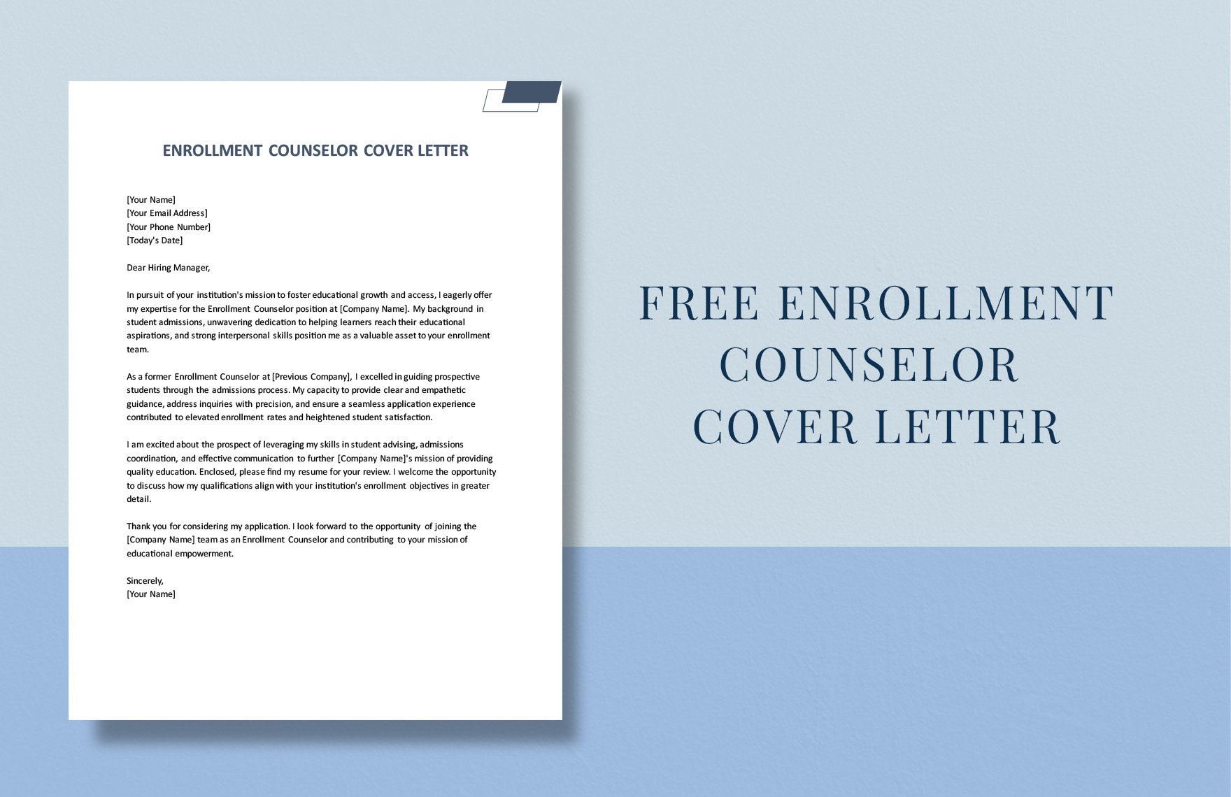 Enrollment Counselor Cover Letter in Word, Google Docs, PDF