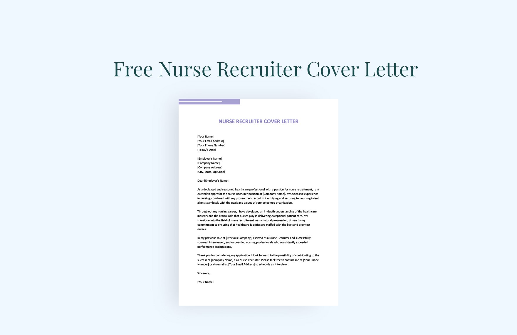 Nurse Recruiter Cover Letter in Word, Google Docs