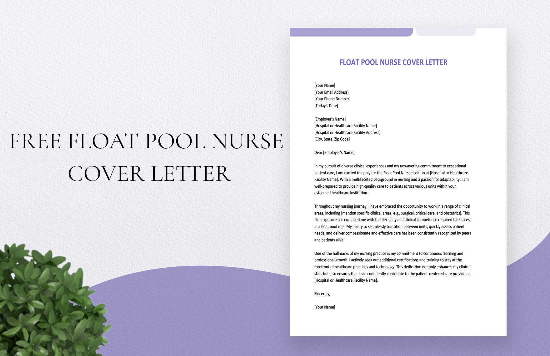 Float Pool Nurse Cover Letter in Word, Google Docs