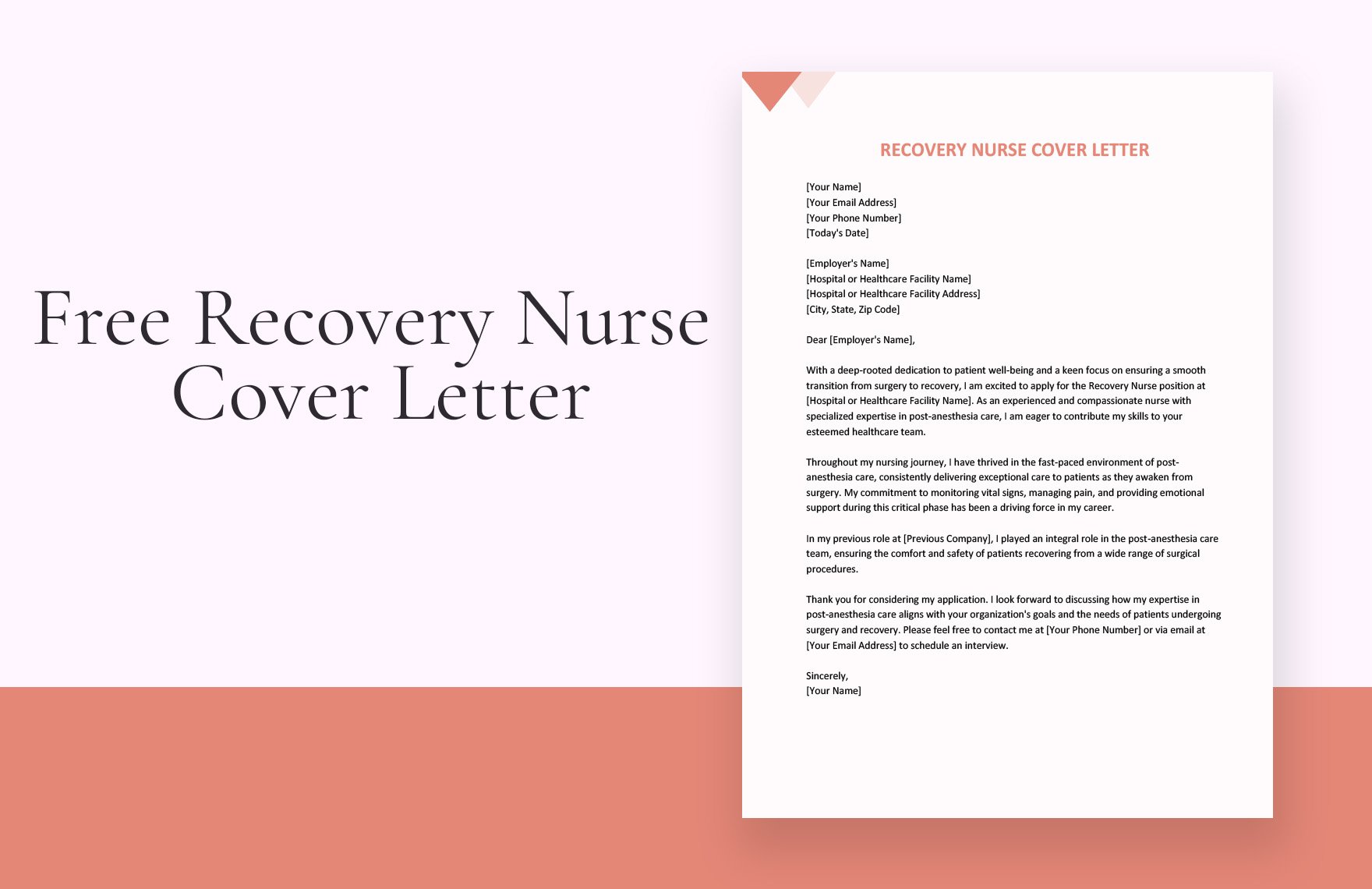 Recovery Nurse Cover Letter in Word, Google Docs