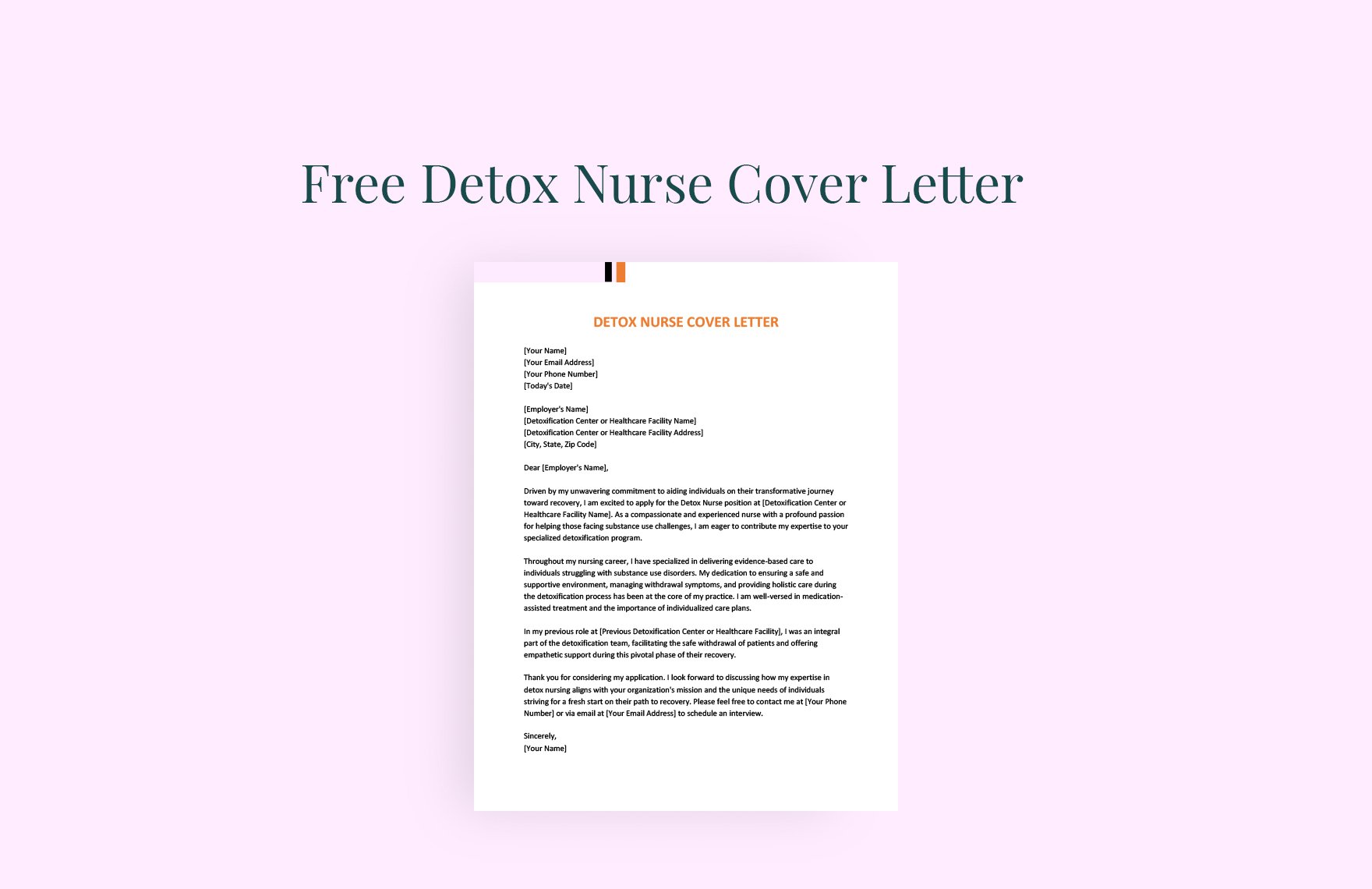 Detox Nurse Cover Letter in Word, Google Docs