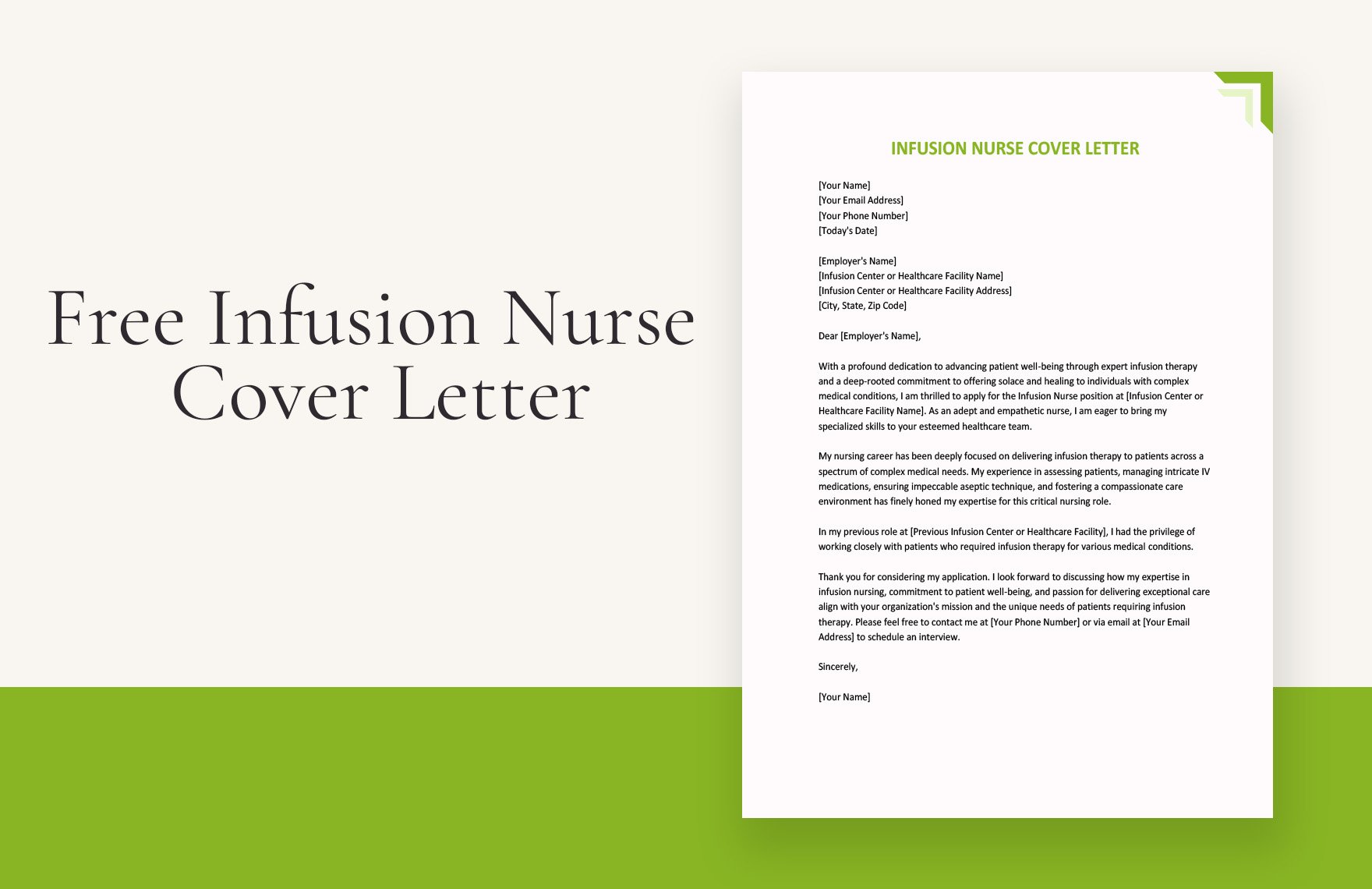 Infusion Nurse Cover Letter in Word, Google Docs