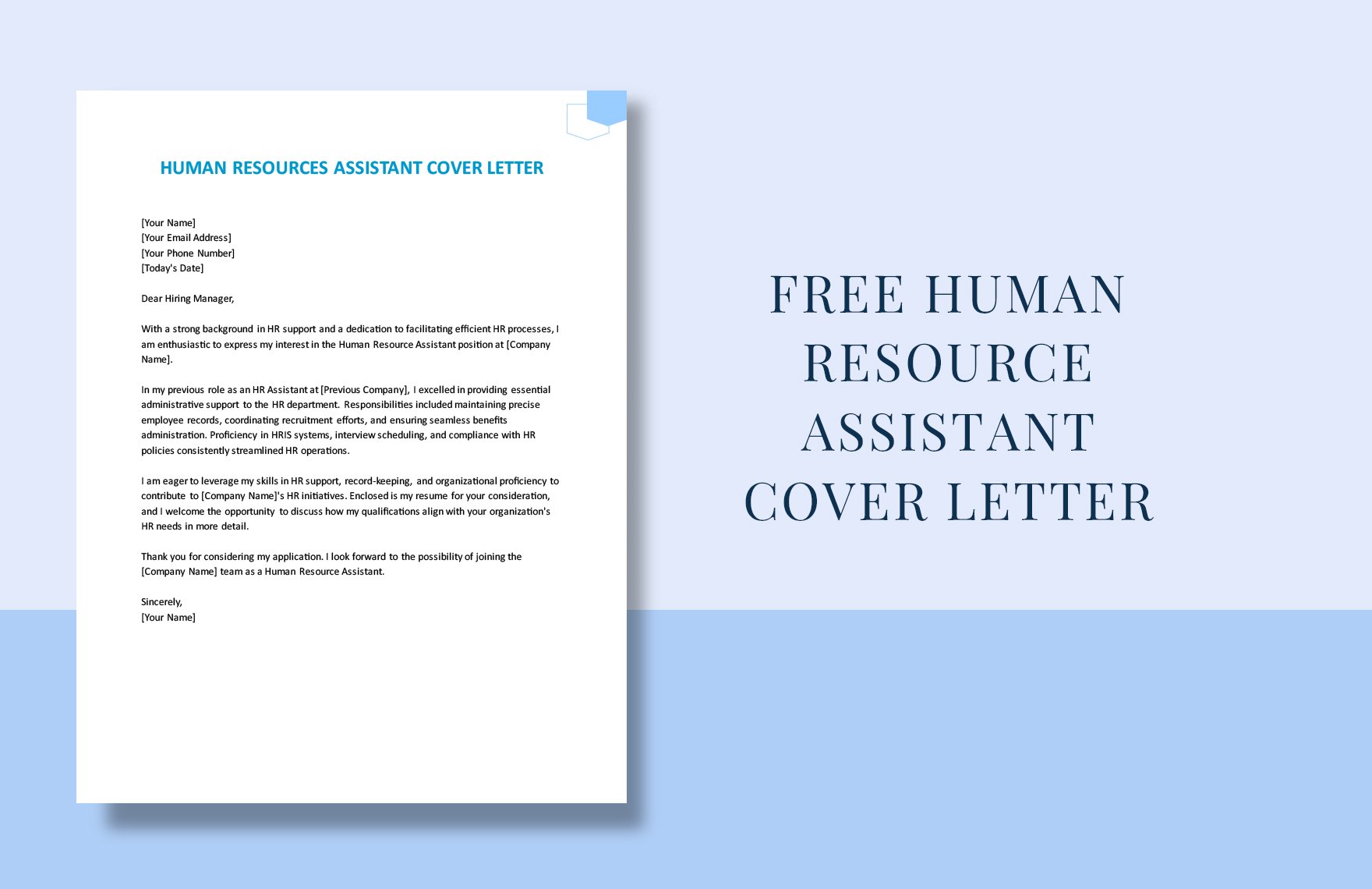 Human Resource Assistant Cover Letter in Word, Google Docs, PDF