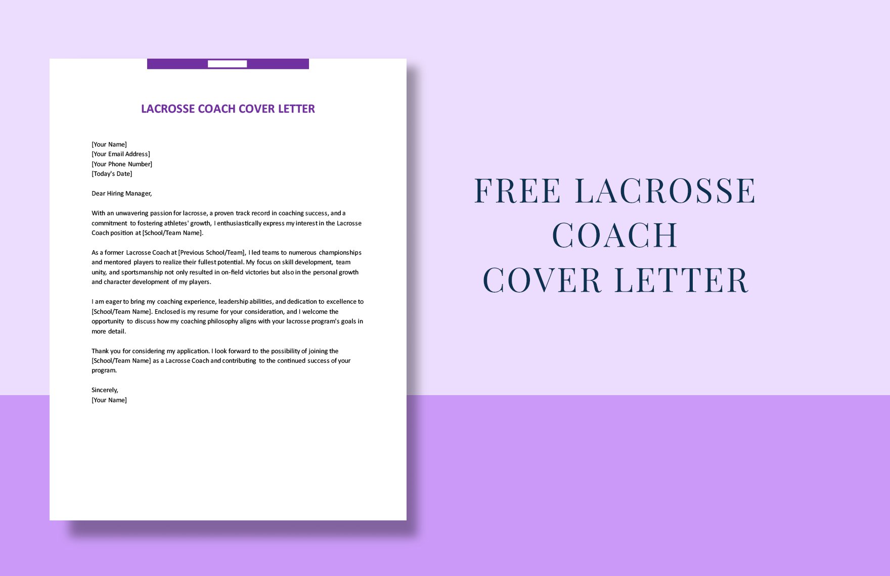 Lacrosse Coach Cover Letter