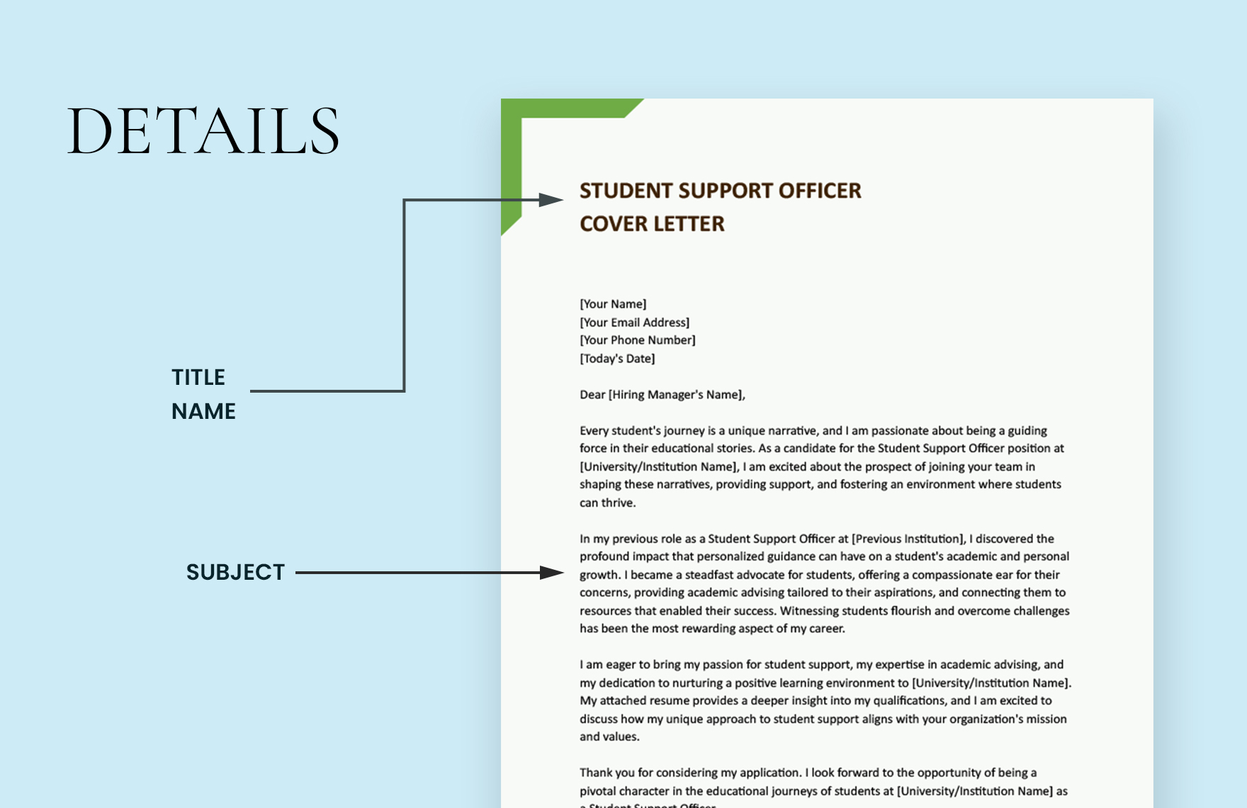 student learning support officer cover letter