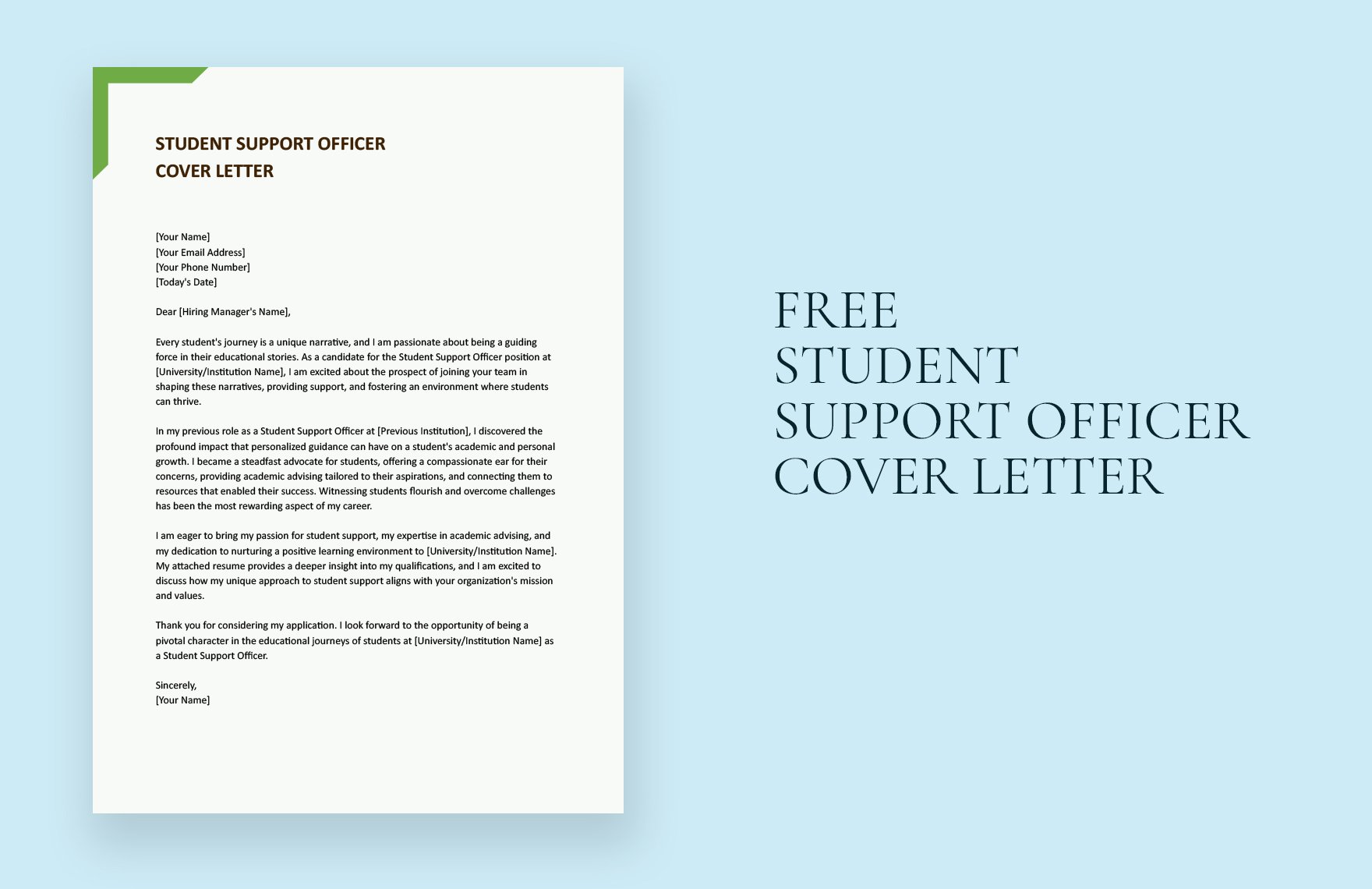 sample cover letter for student support officer