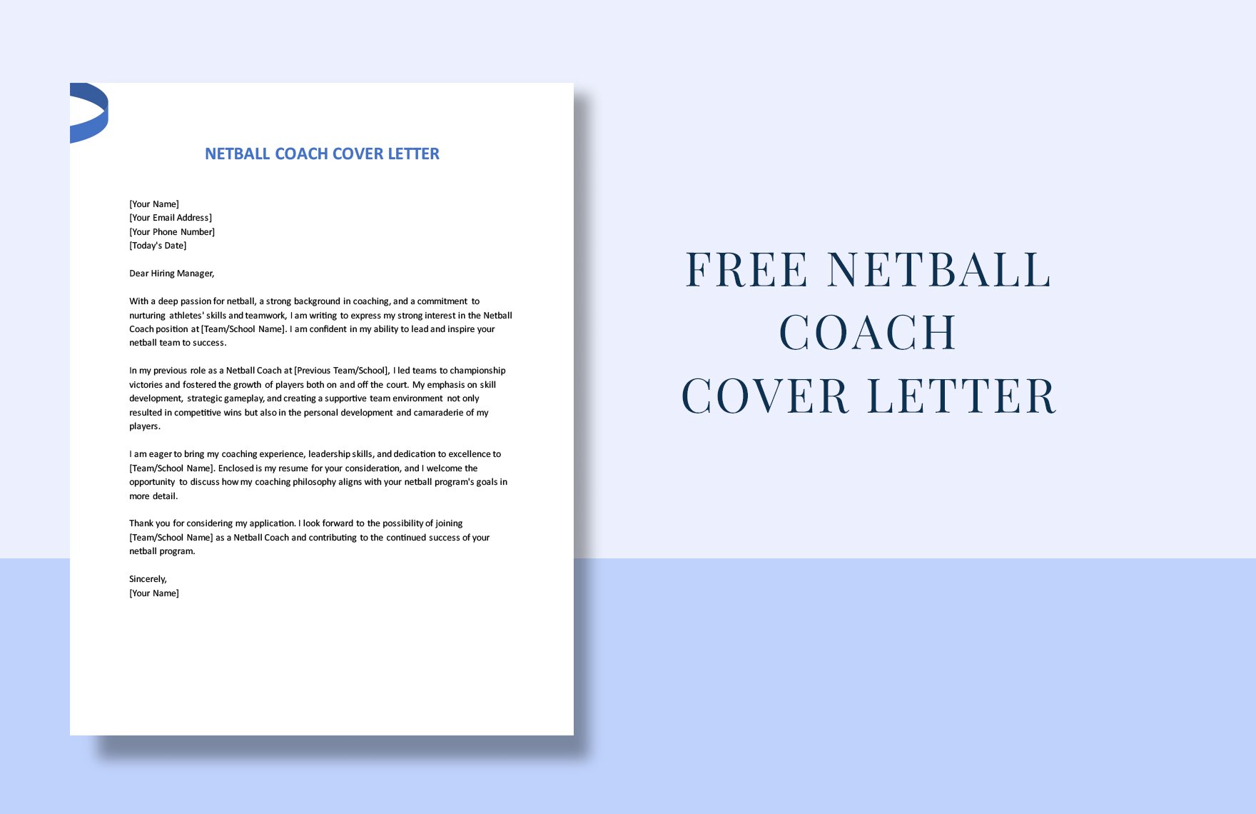 Netball Coach Cover Letter in Word, Google Docs, PDF