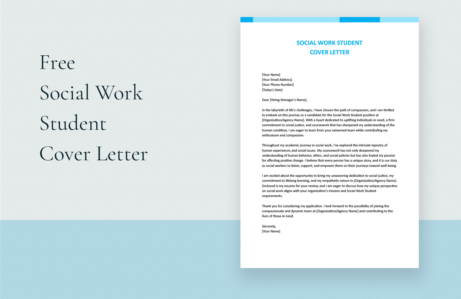 Social Work Student Cover Letter in Word, Google Docs