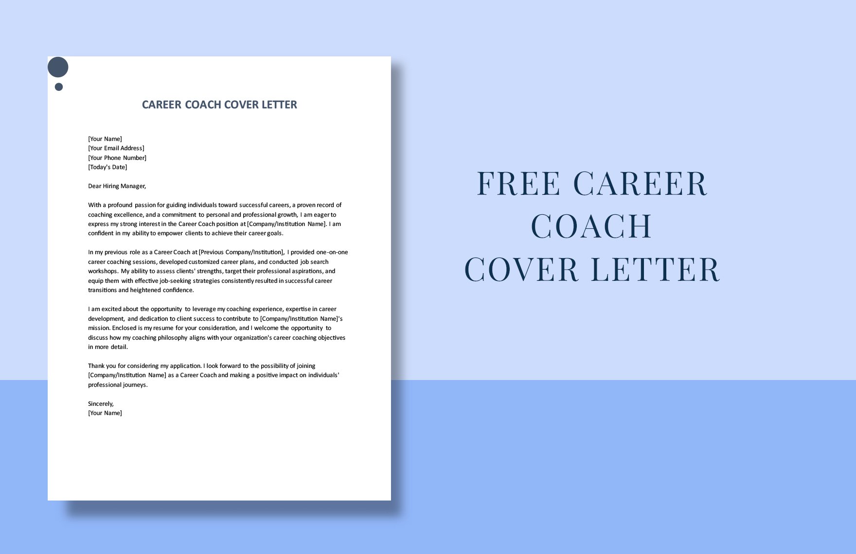 Career Coach Cover Letter in Word, Google Docs, PDF