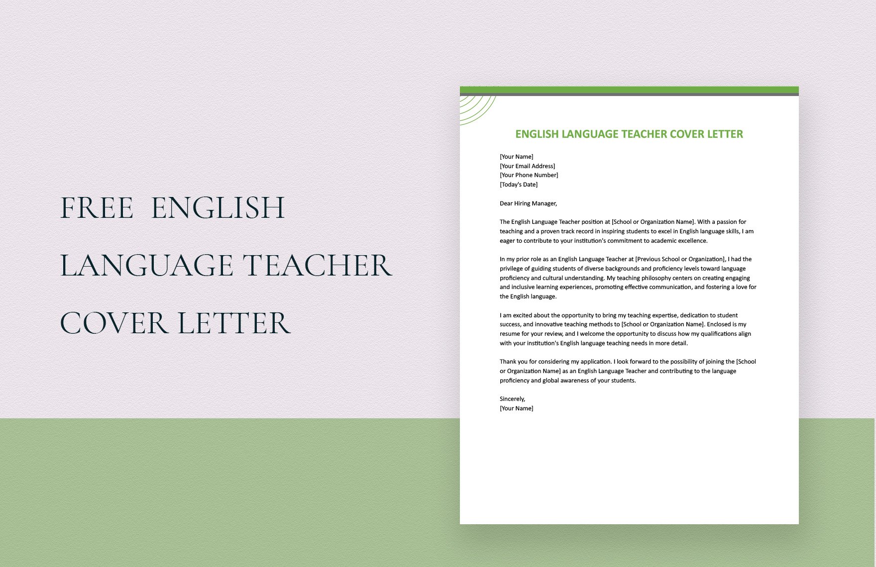 English Language Teacher Cover Letter