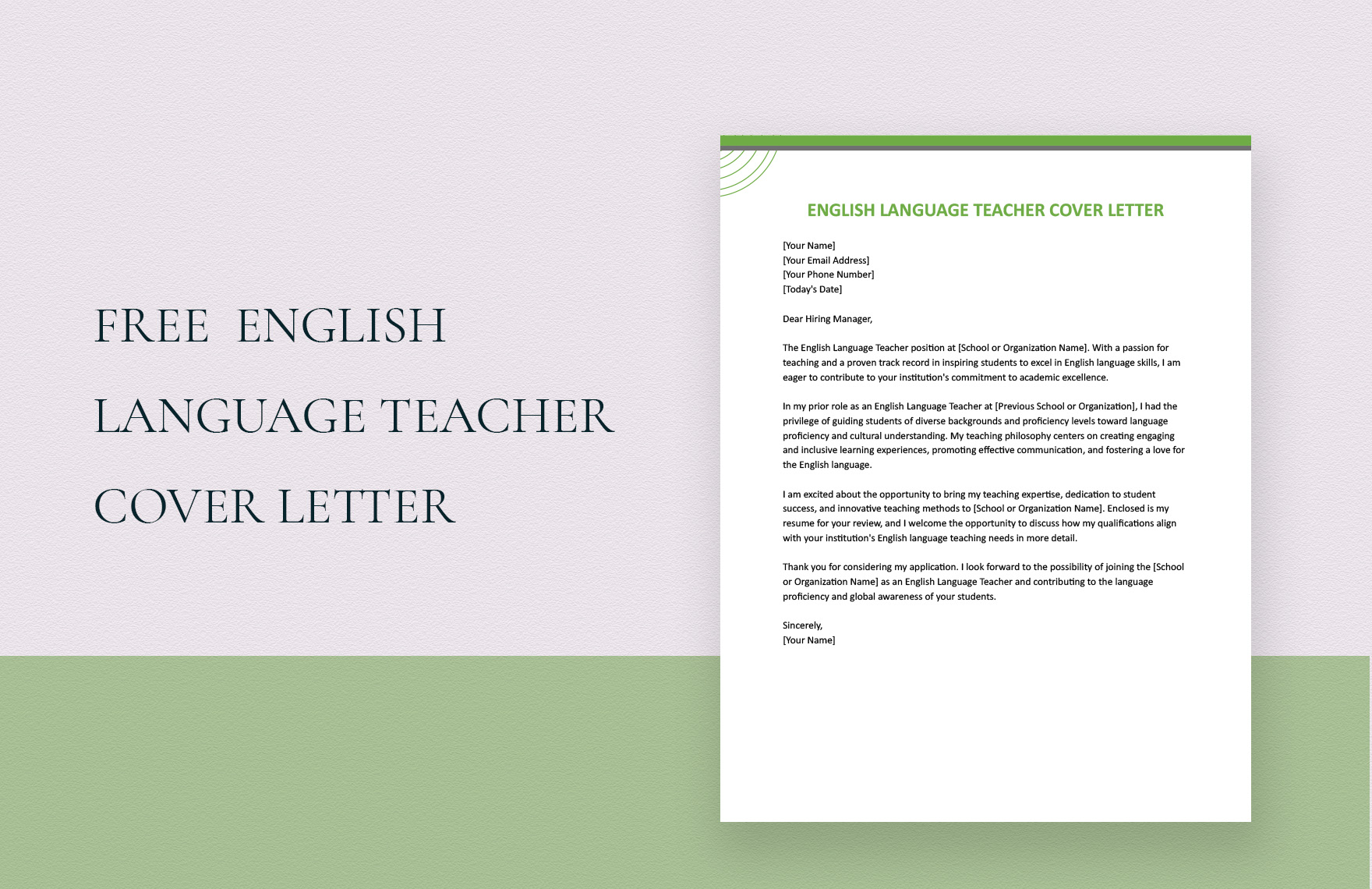 English Language Teacher Cover Letter in Word, Google Docs