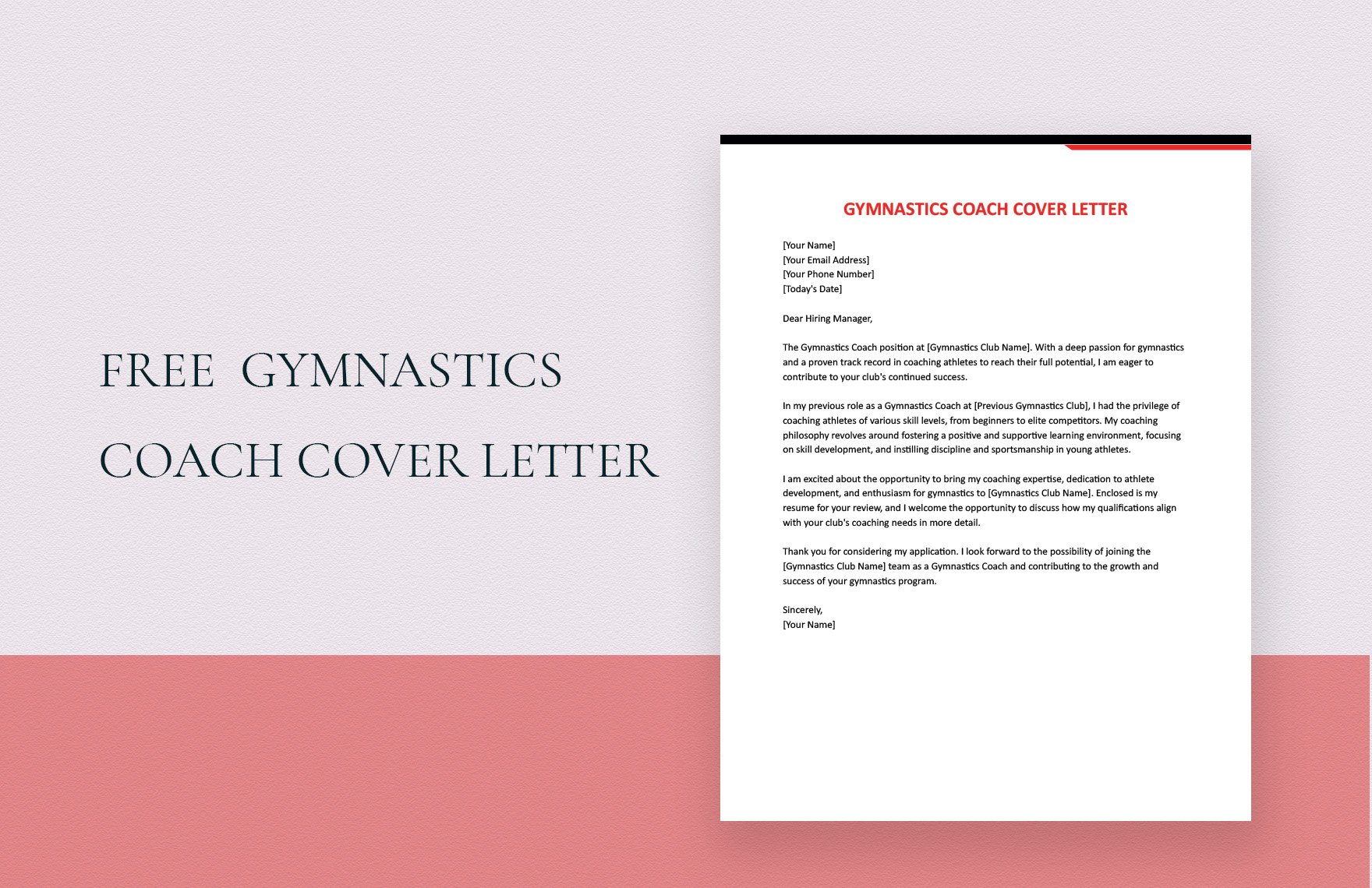 Gymnastics Coach Cover Letter in Word, Google Docs