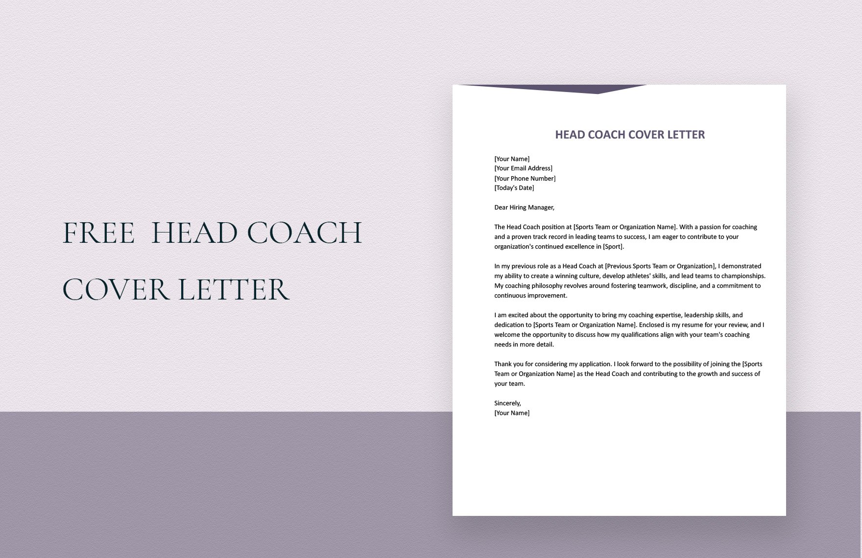 Head Coach Cover Letter in Word, Google Docs