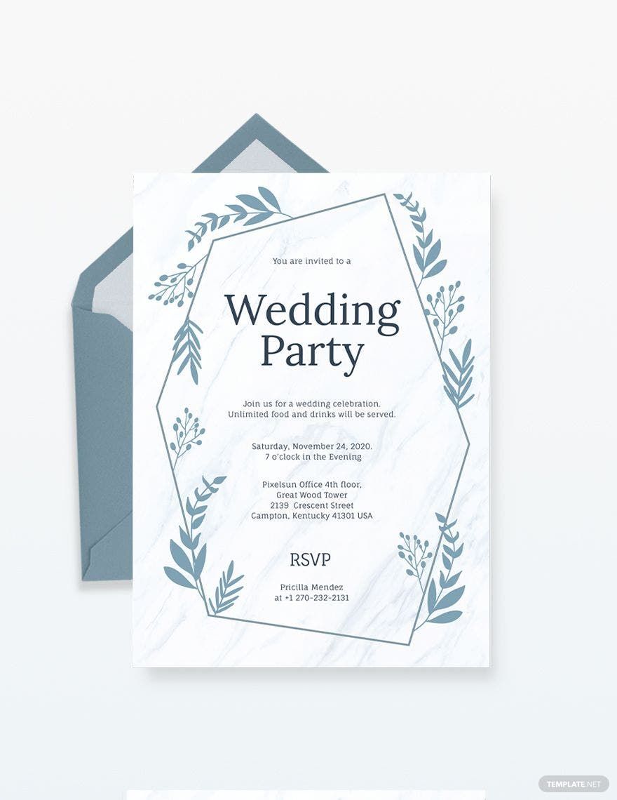 Wedding Party Invitation Template in Word, Google Docs, Google Docs, PDF, Illustrator, PSD, Apple Pages, Publisher, Outlook