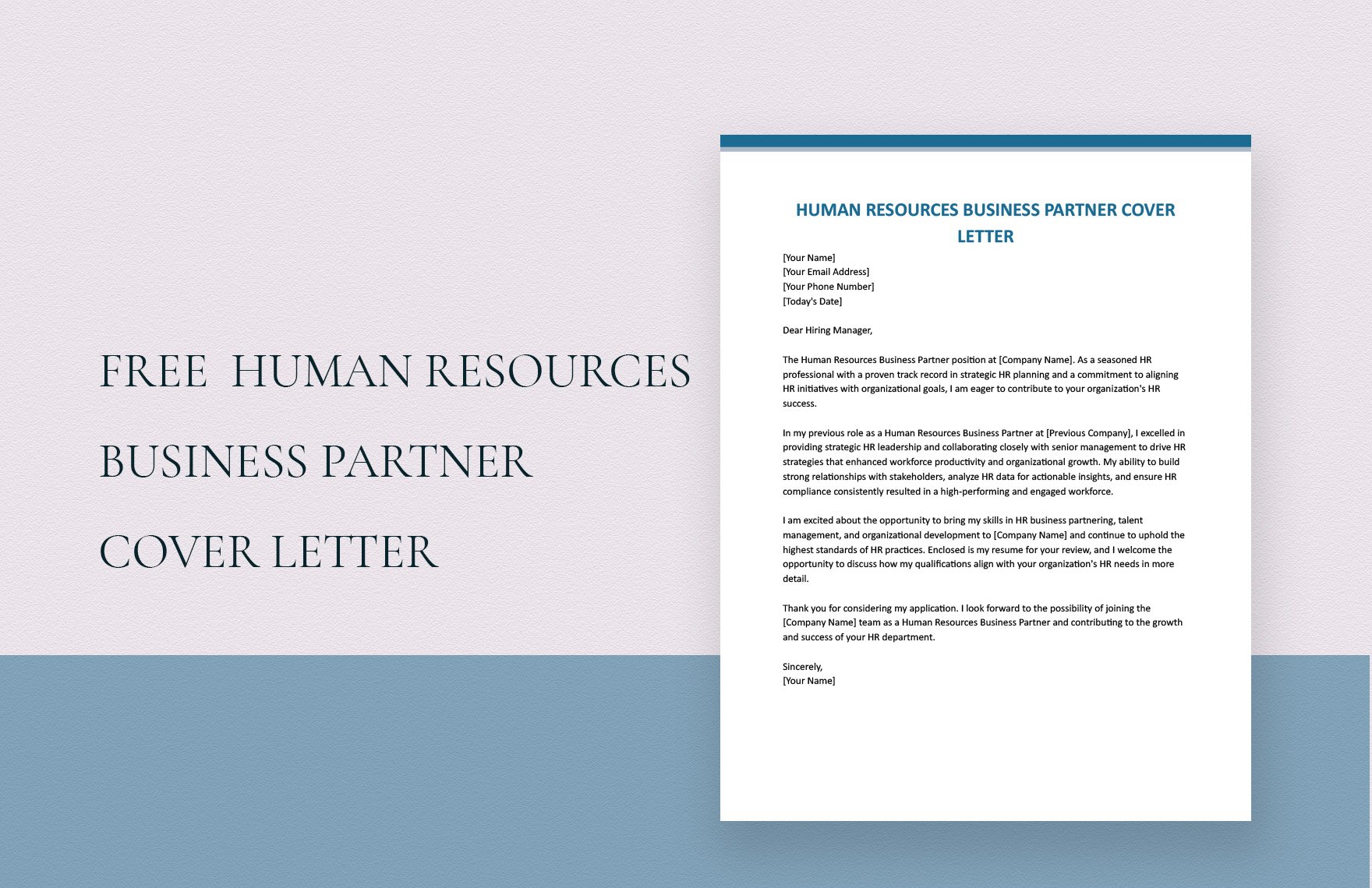 Human Resources Business Partner Cover Letter