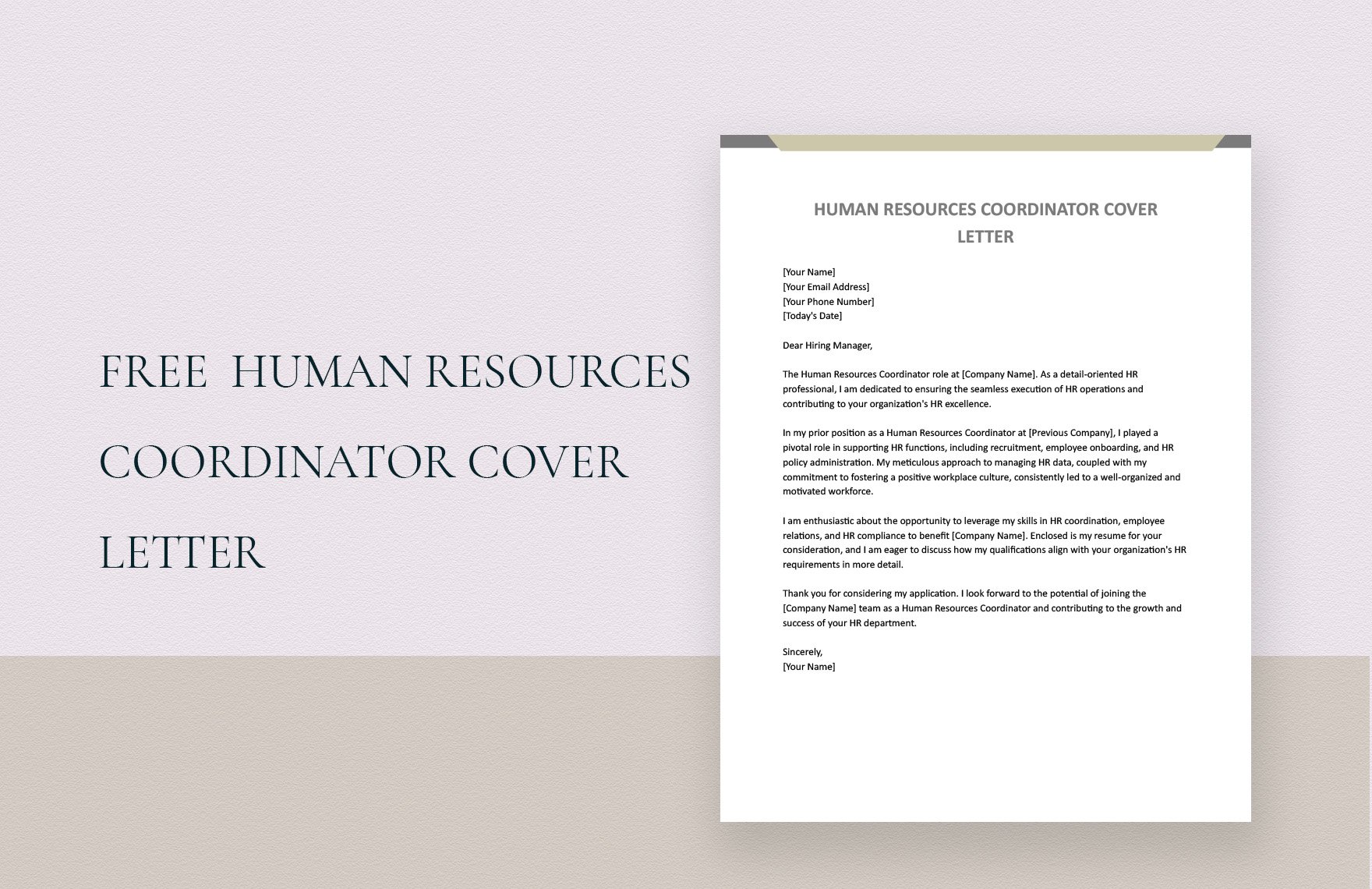 Human Resources Coordinator Cover Letter in Word, Google Docs