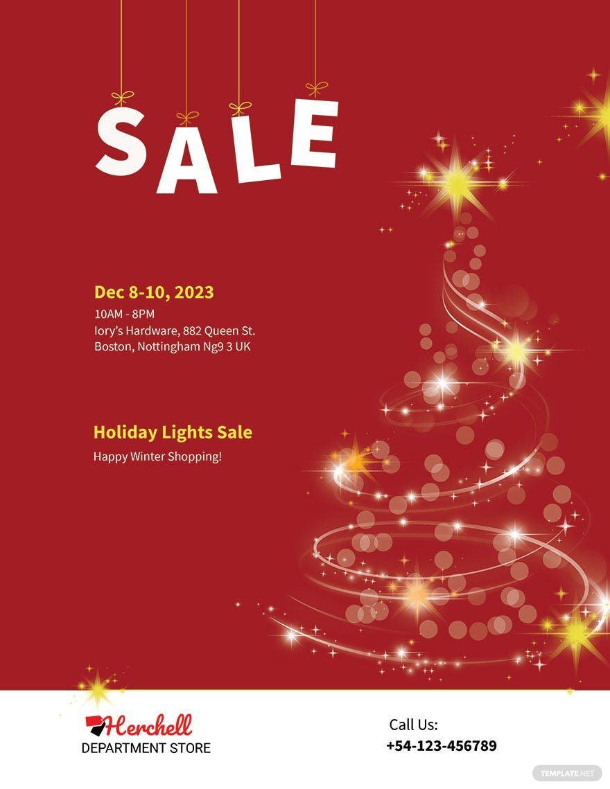 Christmas Lights Sale Flyer Template in Word, Google Docs, Illustrator, PSD, Apple Pages, Publisher, InDesign