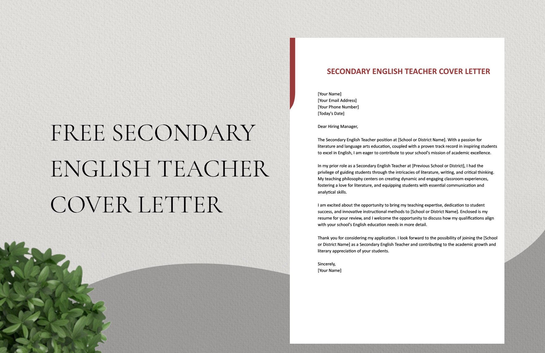 Secondary English Teacher Cover Letter
