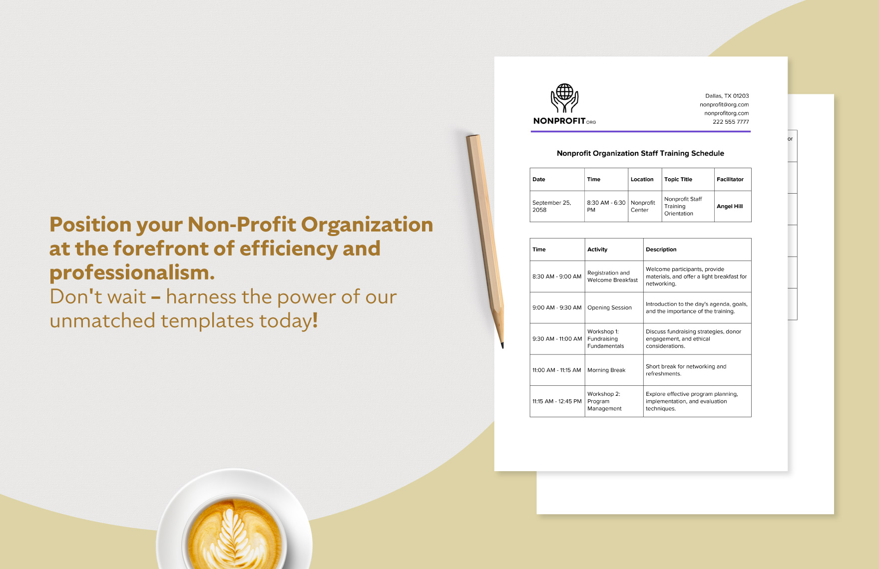 Nonprofit Organization Staff Training Schedule Template