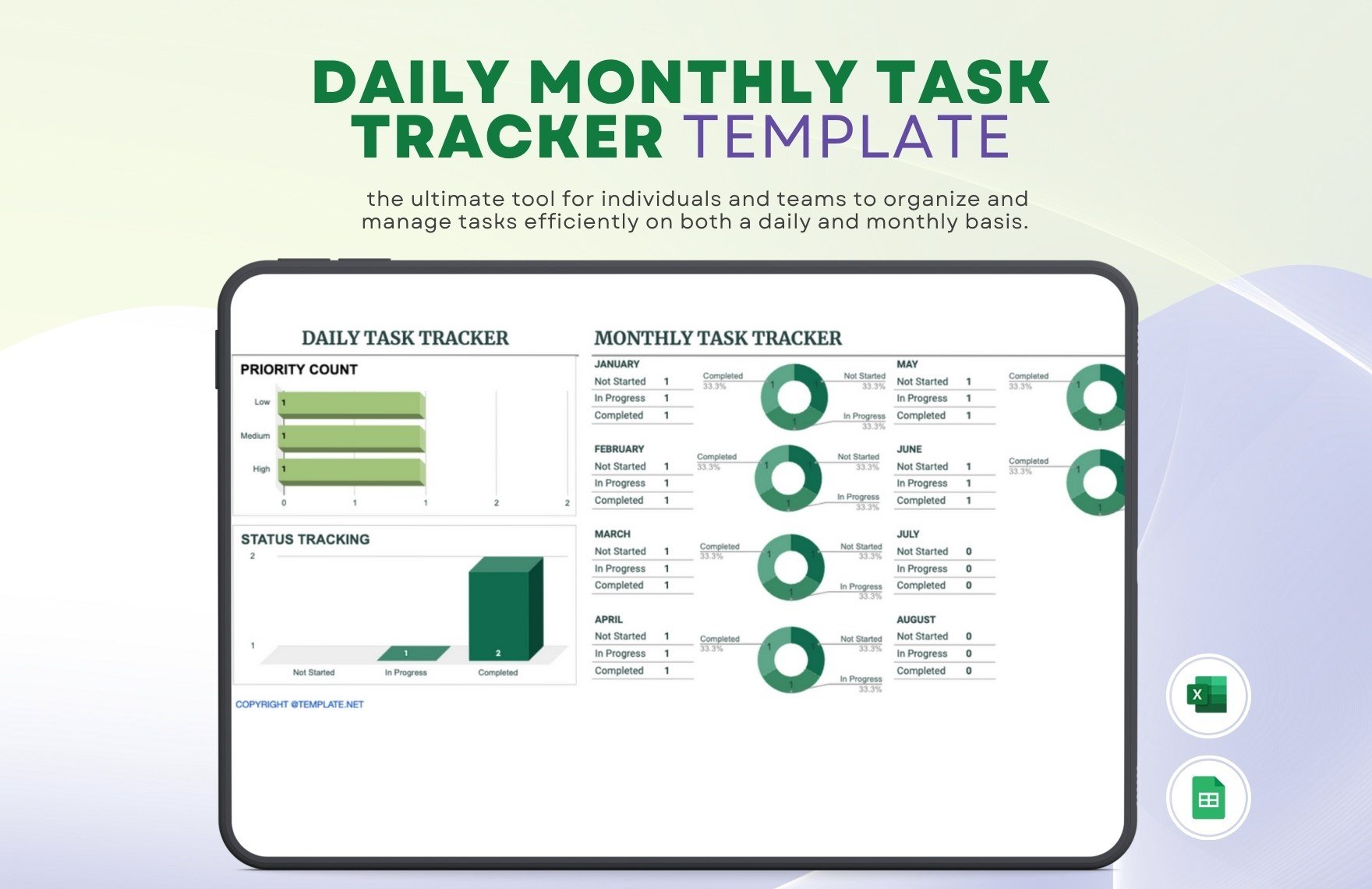 Free Daily and Monthly Task Tracker Template in Excel, Google Sheets