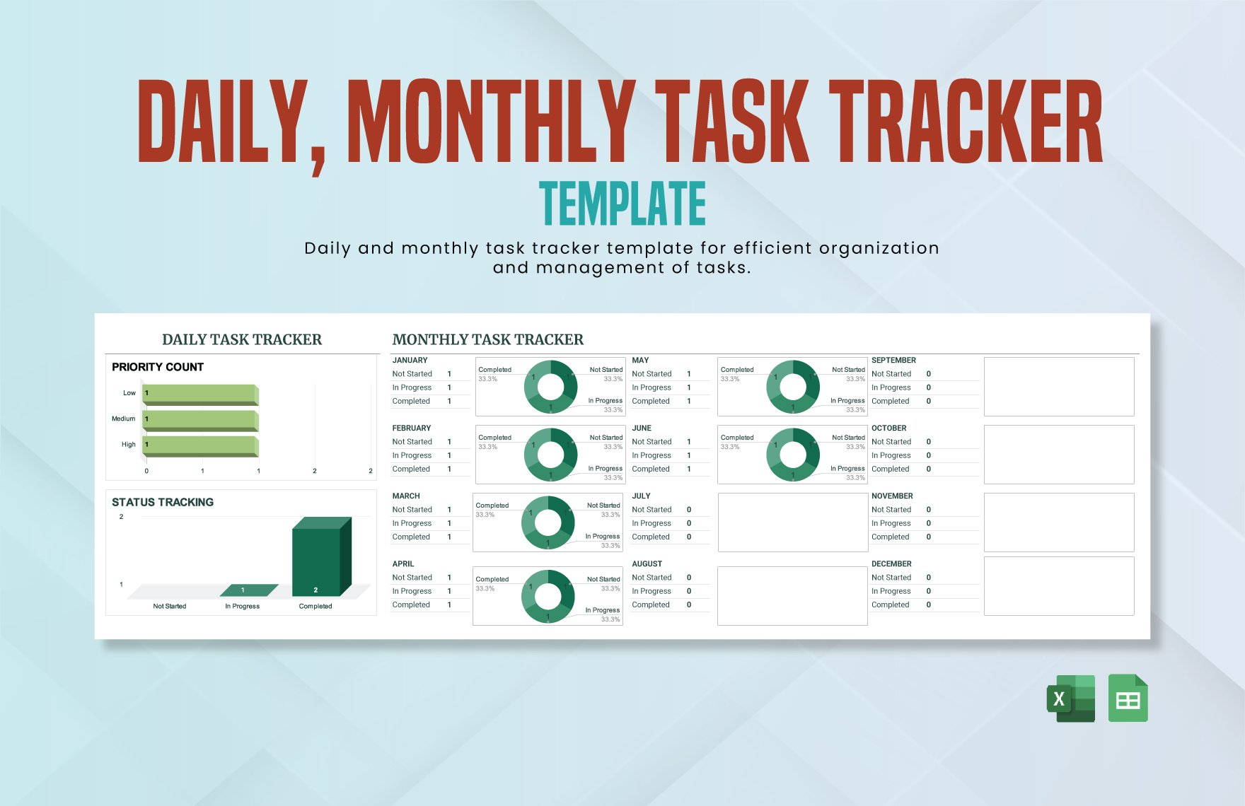 Free Daily and Monthly Task Tracker Template in Excel, Google Sheets