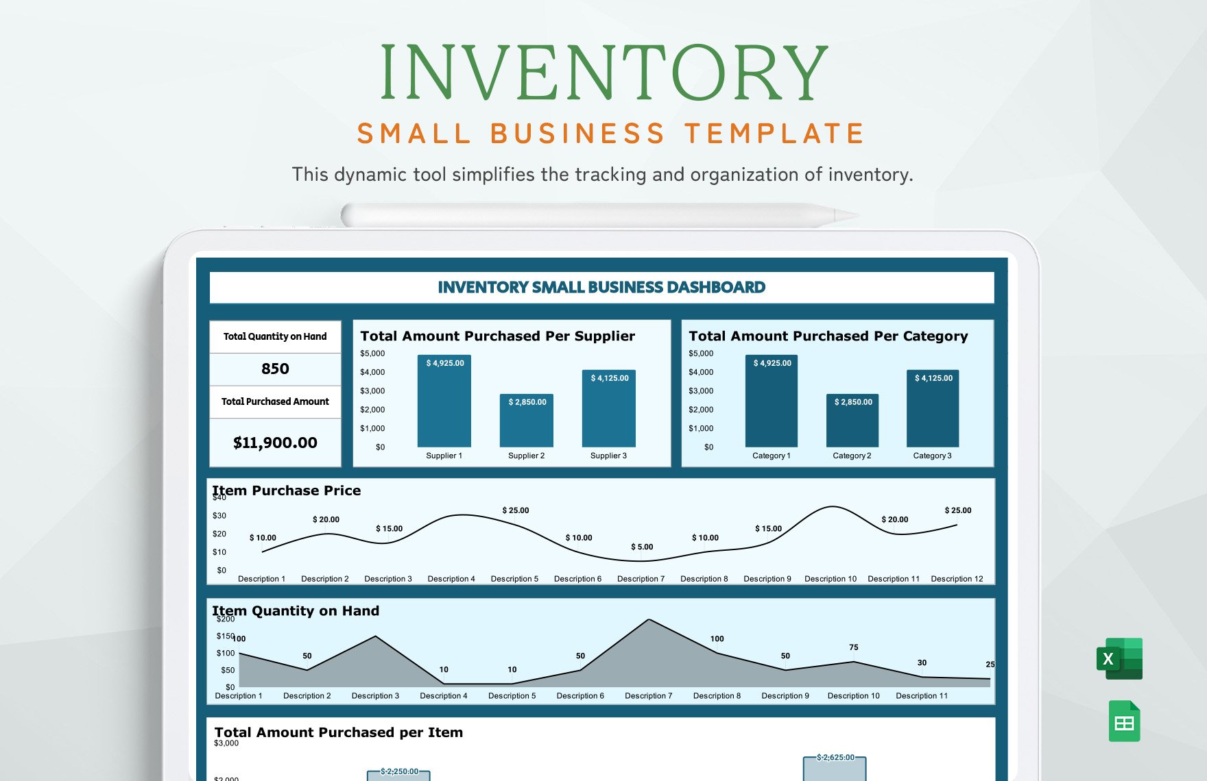Free Inventory Small Business Template in Excel, Google Sheets
