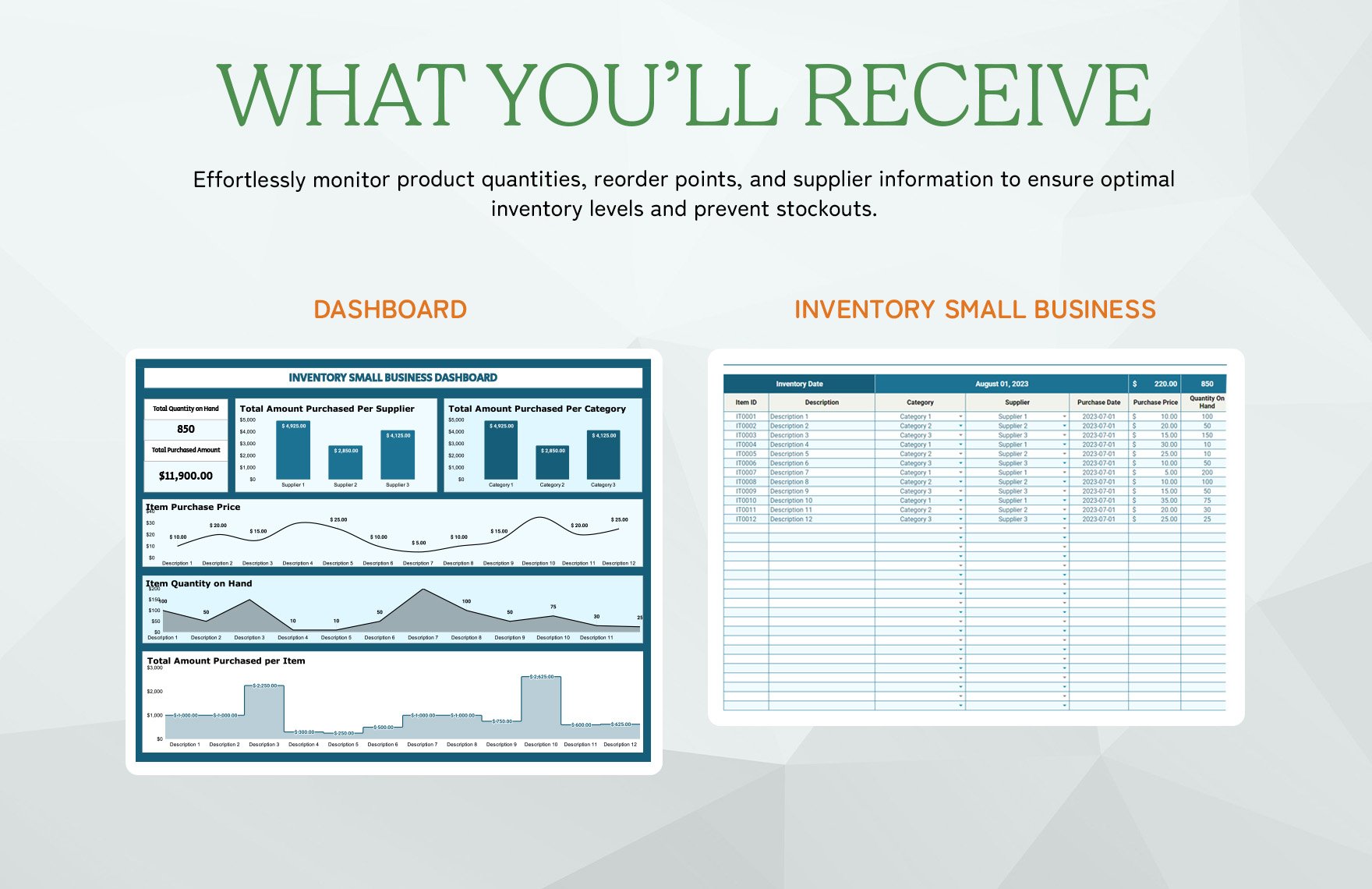 Inventory Small Business Template
