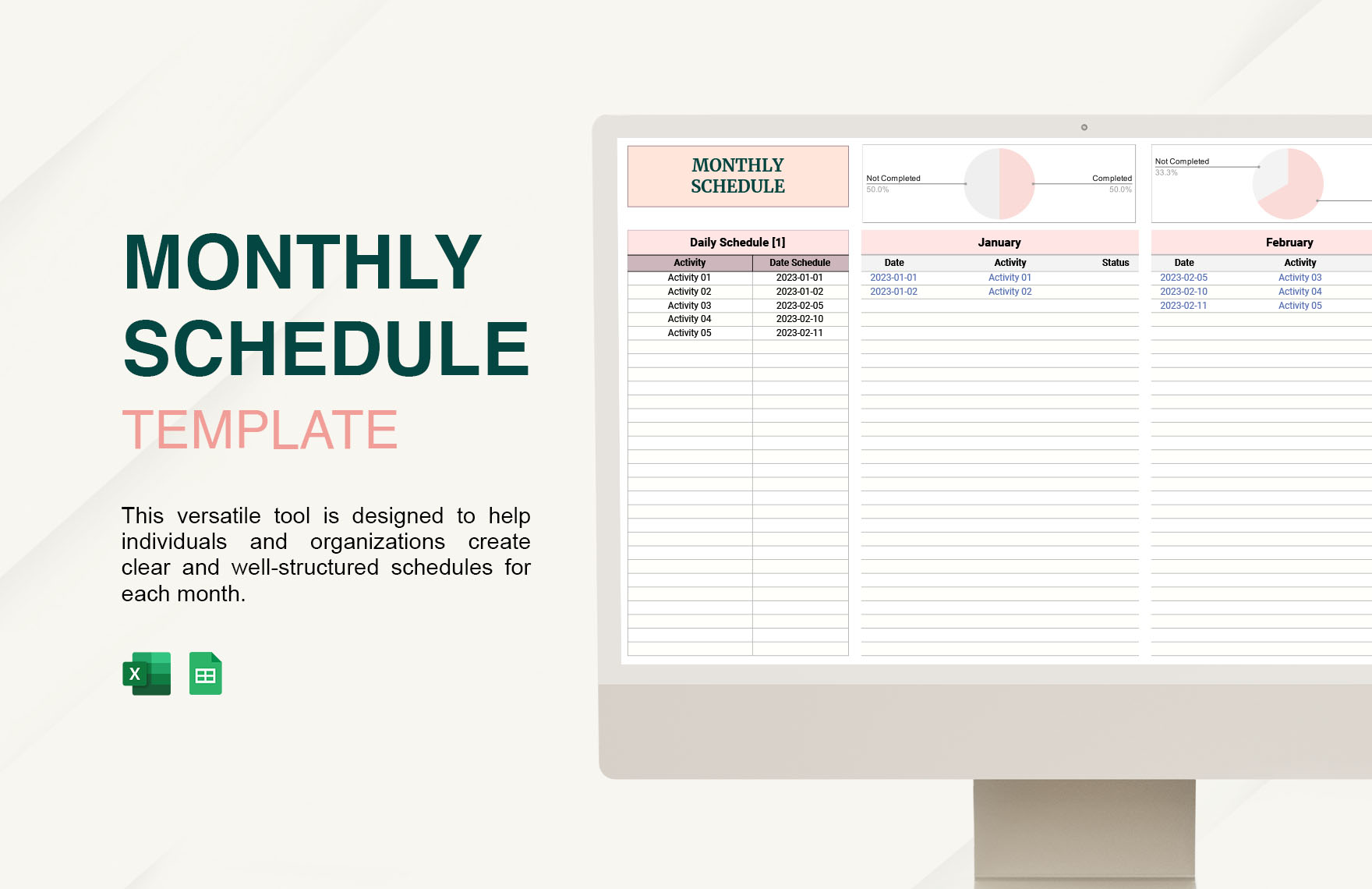 Editable Monthly Schedule Templates In Google Sheets To Download