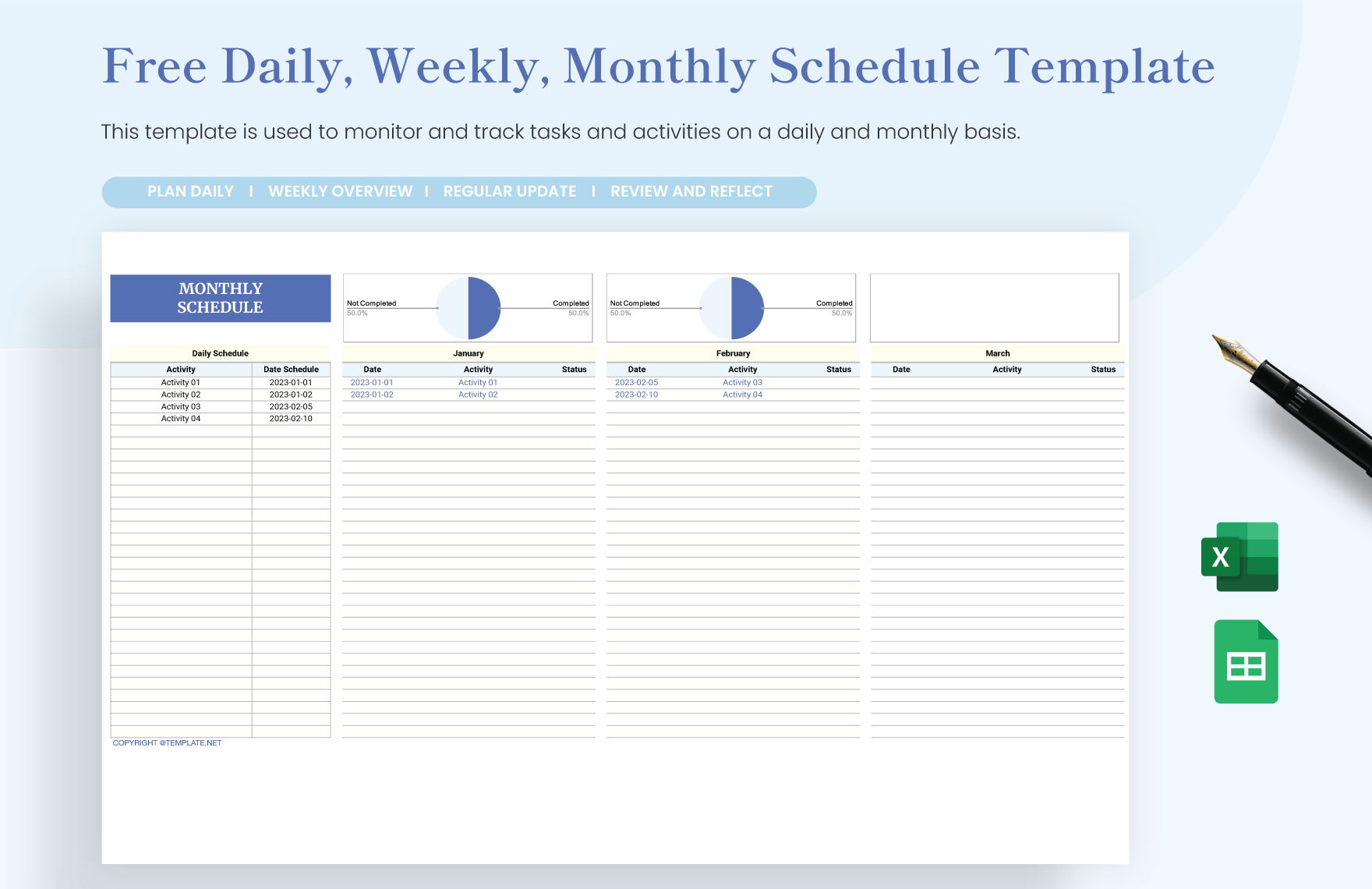 Free Monthly Schedule Template Download In Excel Google Sheets Free Monthly Schedule Template Download In Excel Google Sheets