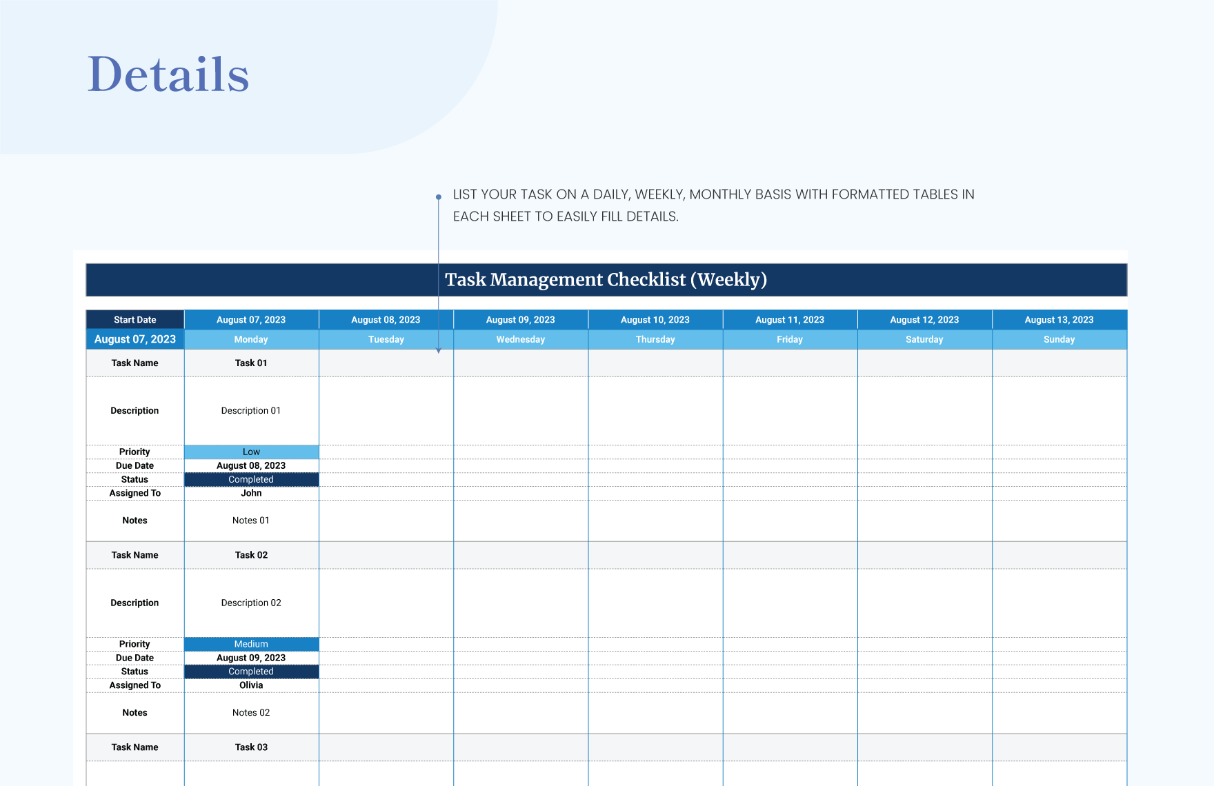 Free Task Management Checklist Template - Download in Excel, Google ...