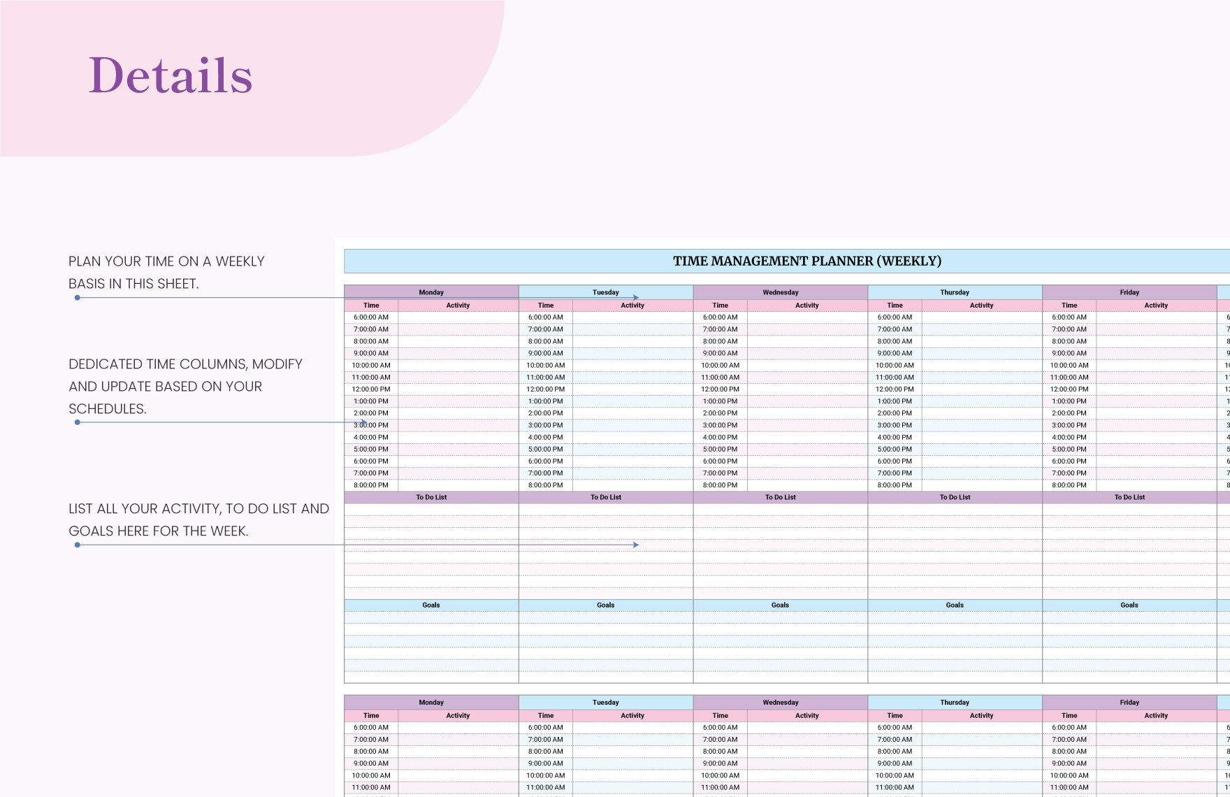 Time Management Planner Template