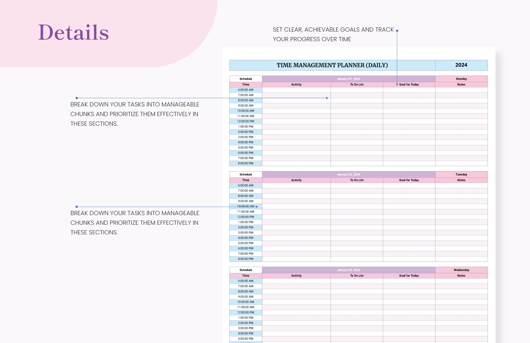 Time Management Planner Template