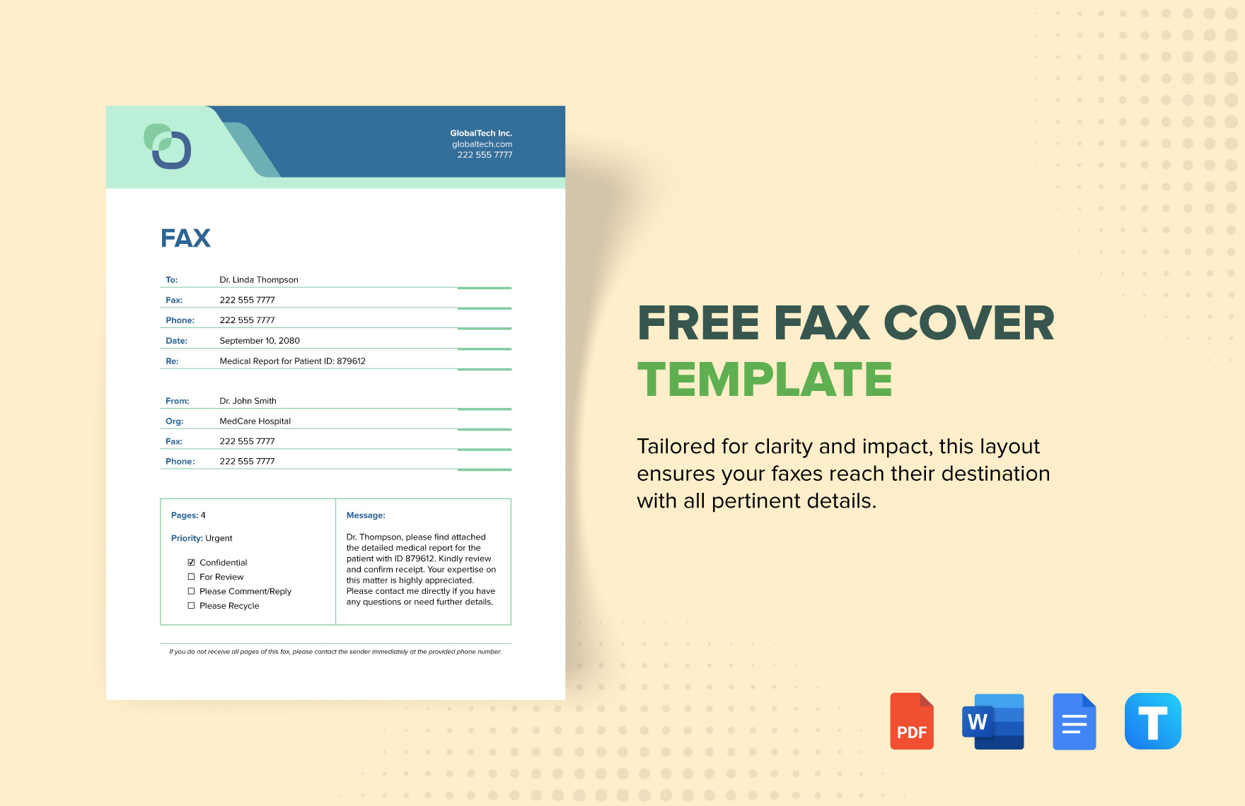 Free Fax Cover Template in Word, Google Docs, PDF