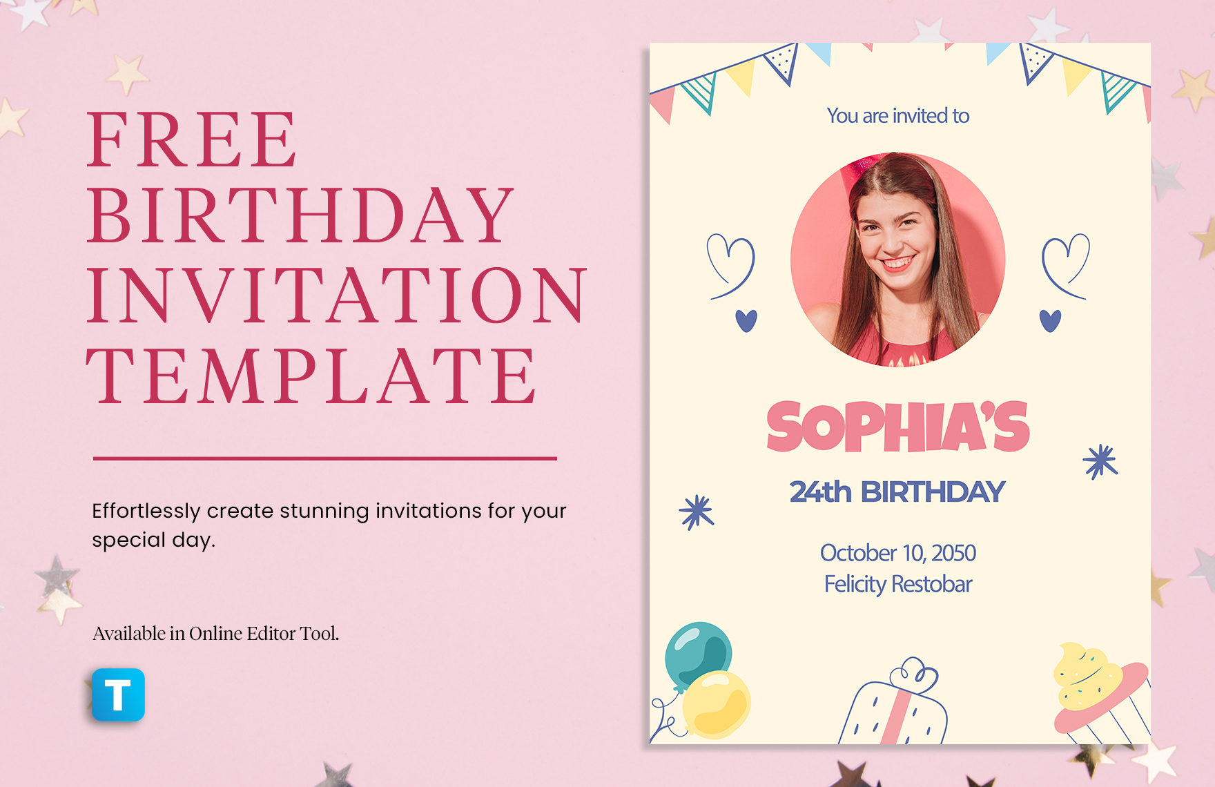 Make Custom Birthday Party Invitation Cards With Photo And Name  Birthday  party invitations, Online birthday invitations, Birthday invitation card  template