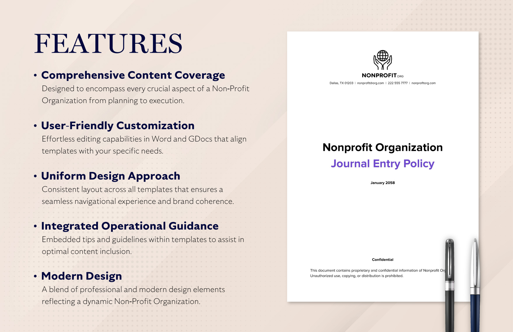 Nonprofit Organization Journal Entry Policy Template